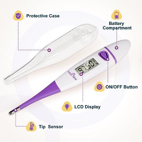 Easy@Home Ovulation Tracker Digital Basal Thermometer: Easy@Home BBT Thermometer for Fertility Prediction - Basal Body Thermometer for Accurate Temperature Monitoring with Premom App Purple DMT-3018
