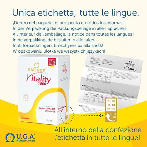 OMEGOR OMEGOR Vitality 1000-90 Capsules - Omega-3 with 800mg EPA/DHA per Capsule | The Only Omega-3 IFOS 5-Star Certified Since 2006 | 90% Omega-3 in rTG Form | High Dosage EPA and DHA