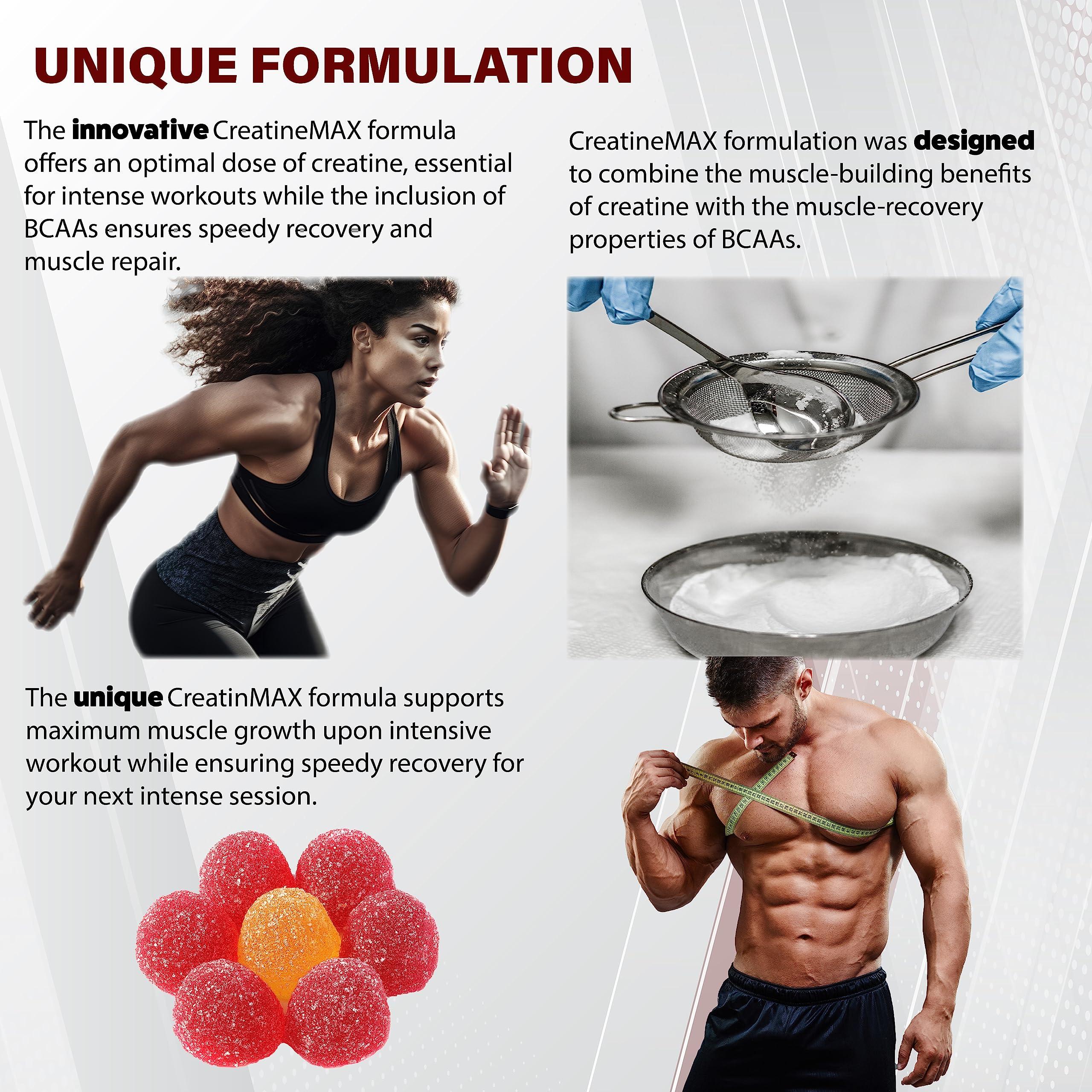 WellBoost WellBoost Creatine MAX Gummies - 5000mg Creatine Monohydrate & 600mg BCAAs per Serving - Vegan, Sugar-Free Chewable Gummies with Strawberry & Banana Flavour - 90 Gummies (1 Month Supply)