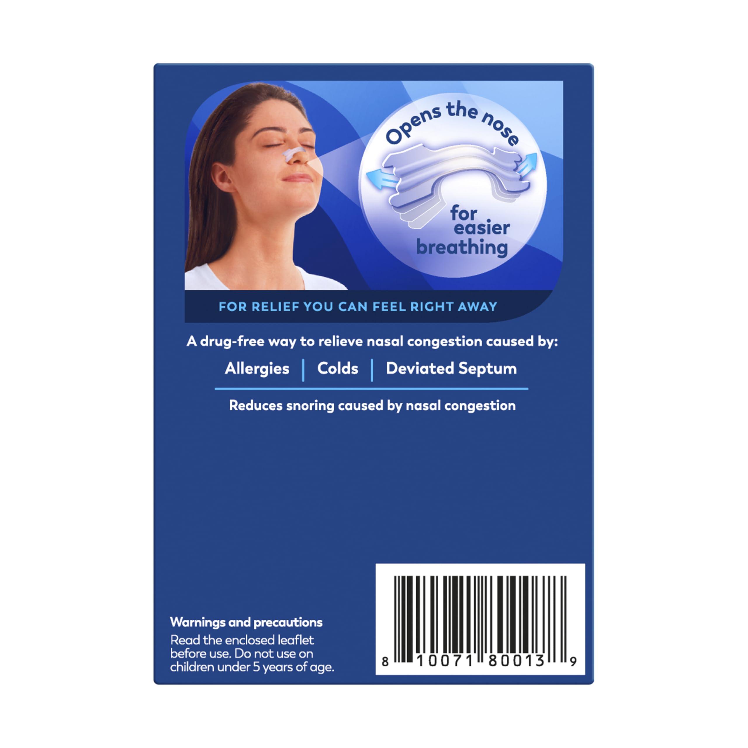 Breathe Right Breathe Right Nasal Strips Clear Large 10s, Instantly Relieves Nasal Congestion, Helps Reduce Snoring, Drug-free, Snoring Aid for Men and Women, 10 Count (Pack of 1)