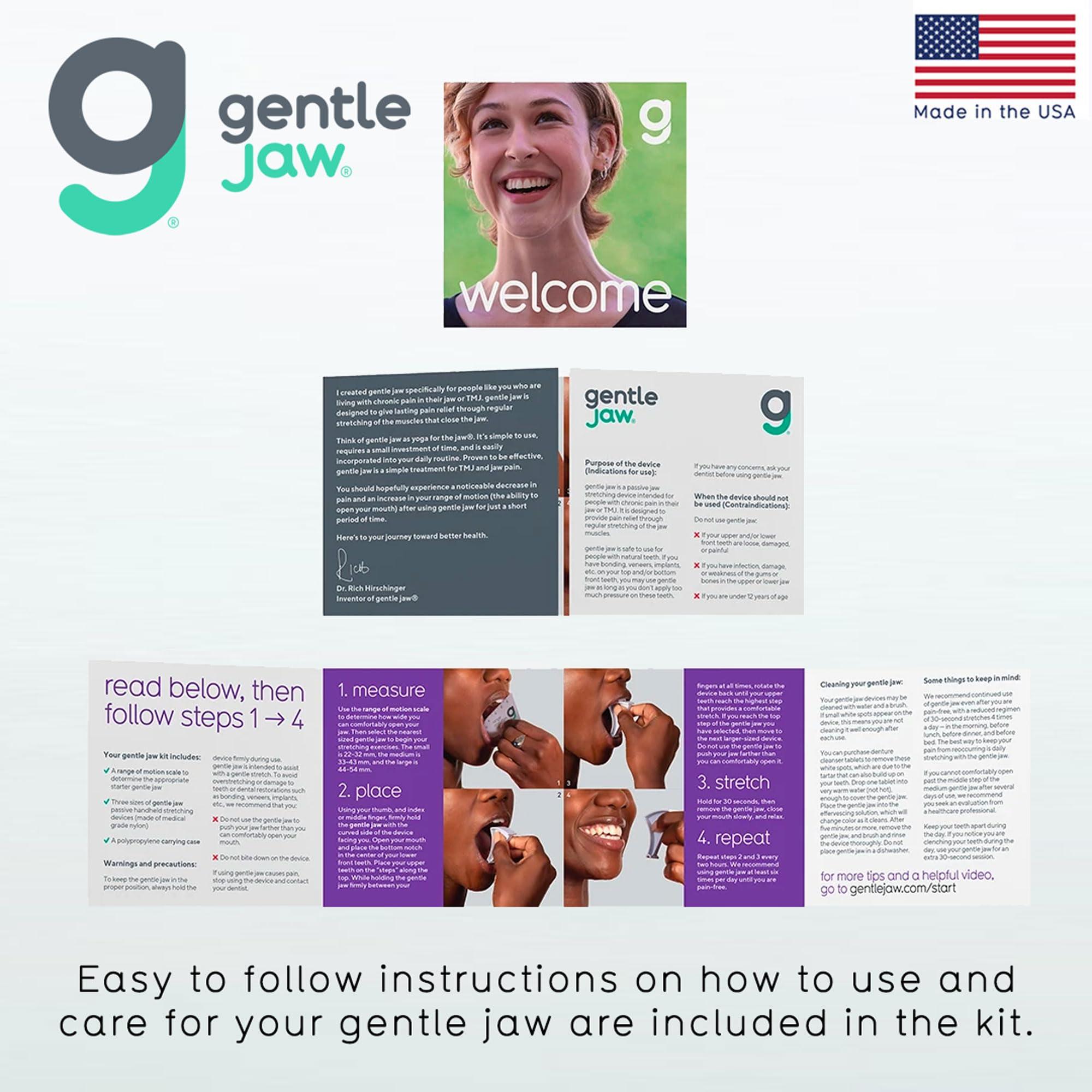 Gentle Jaw Pain Relief Device for TMJ, Grinding, Clenching, Headaches, Trismus & Bruxism Caused by Tight Jaw Muscles. Use Gentle Jaw for Passive Stretching to Relax Your Jaw Muscles; it is Yoga for The Jaw