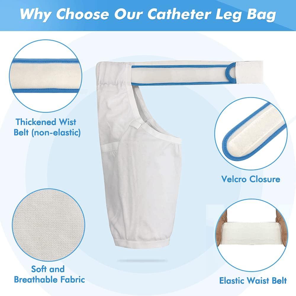 Mistuki Catheter Leg Bag Holder Covers Foley Cath Secure Tube Stabilization Device Nephrostomy Urine Bag Clothing Drainage Underwear Pants Washable and Durable Urostomy Supplies (L)