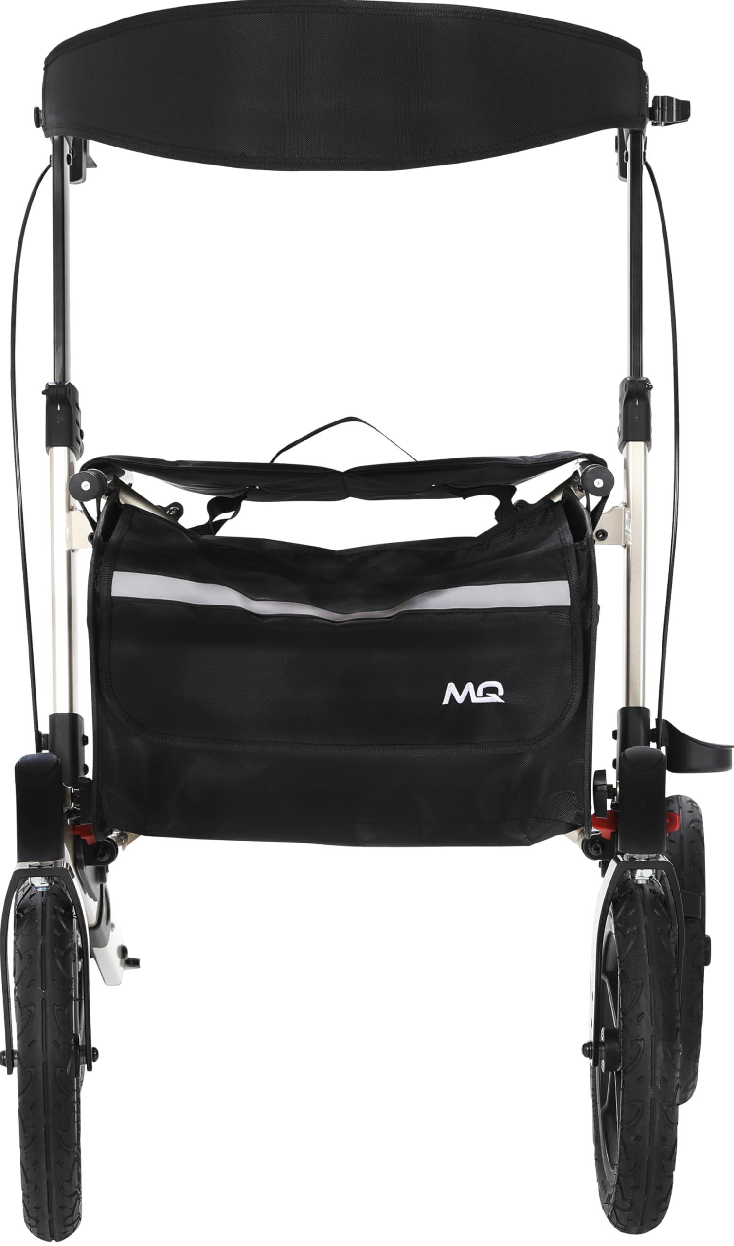 MobiQuip MobiQuip All Terrain 4 Wheel Walker with Seat, Folding Rollator with Large Wheels, Lightweight and Easy to Manoeuvre Over All Terrains, Walker for Adults Mobility or Walking Aid (Champagne)
