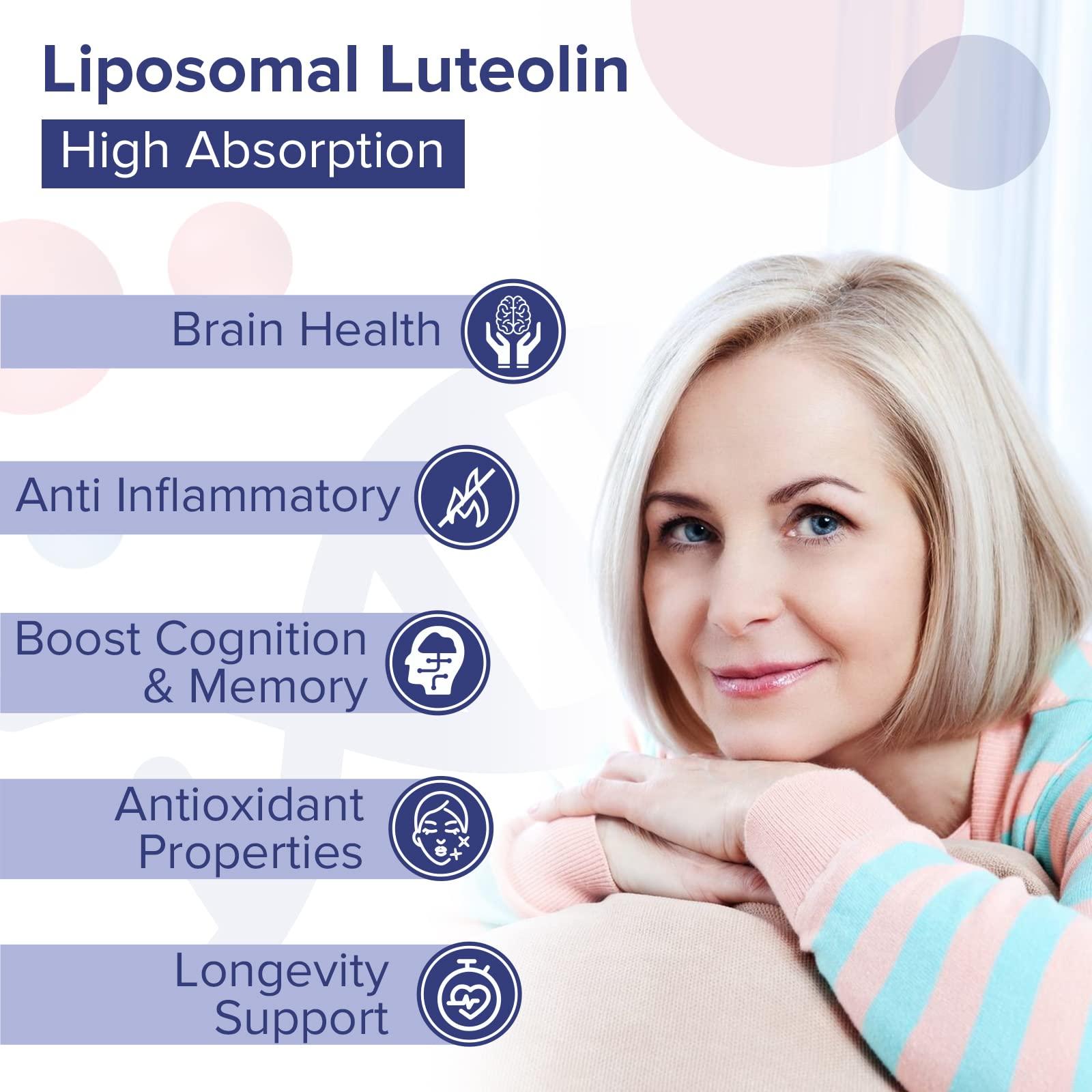 Yapila Liposomal Luteolin Capsules 500mg, Maximum Absorption, High Dose Flavonoid, Antioxidant Supplement, Soy-Free, Glute-Free, Non-GMO