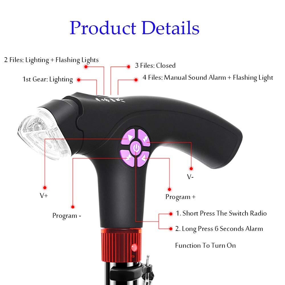 DBOATB Walking Cane with LED Light and Emergency Alarm Device Walking Stick Umbrella