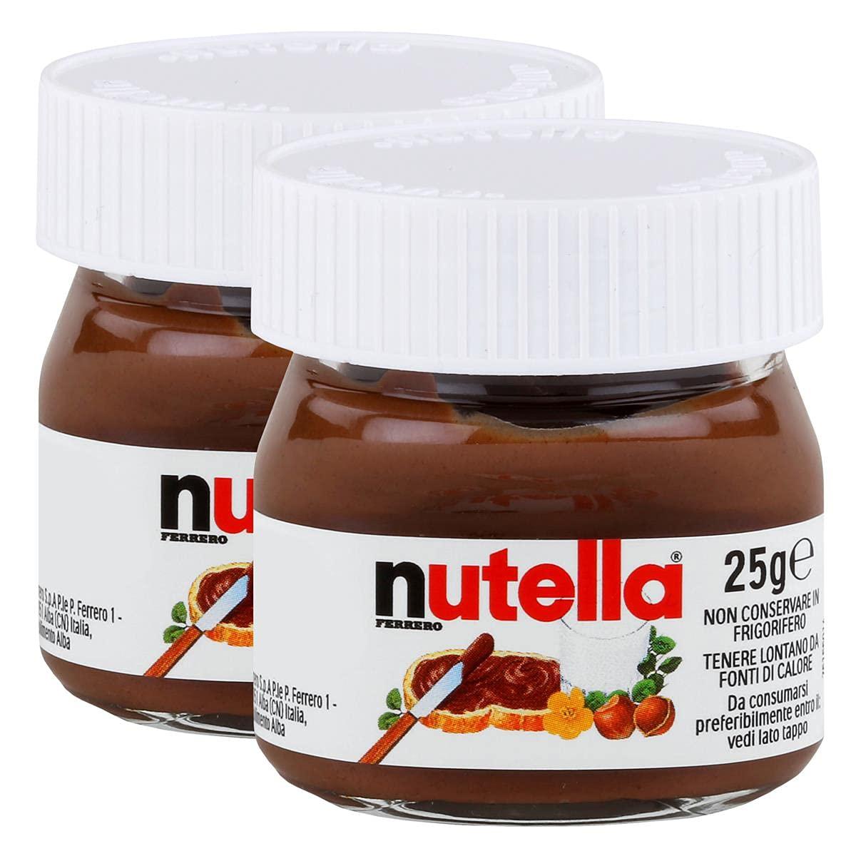 Nutella Ferrero Nutella Small Mini Design Jar, Set of 2, 25 g Bread Spread, Nut Nougat Spread, Chocolate Spread