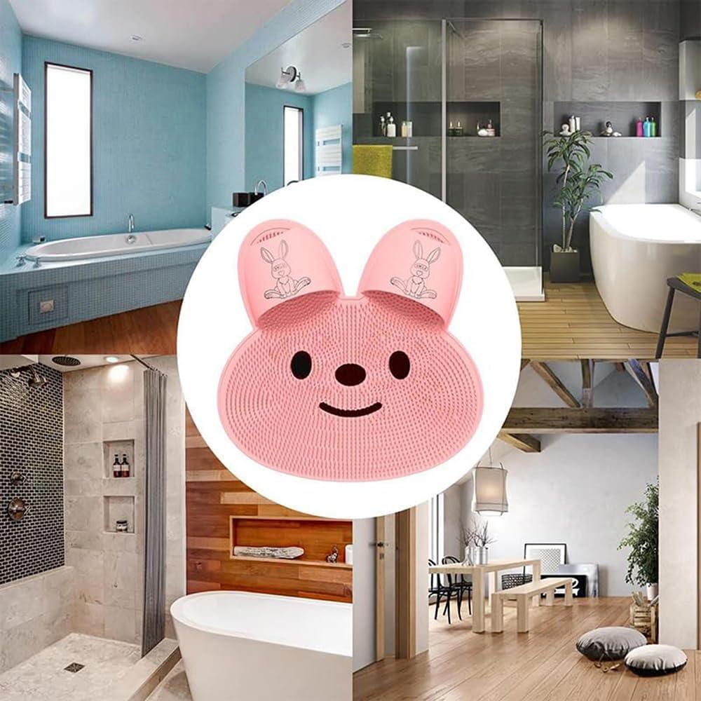 NaHibu Rabbit Foot Rubbing Artifact,Rabbit Silicone Foot Massage Mats,Silicone Rabbit Foot Rubbing Artifact, Bathroom Massage Non-Slip Carpet, Bathroom Foot Shower Mat