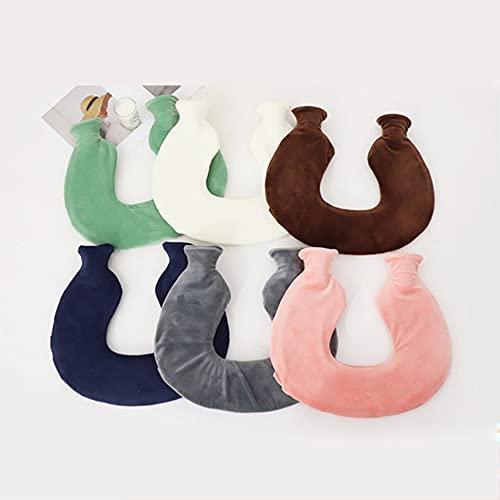 BcofoA Neck hot Water Bottle, a hot Water Bottle Used to Relieve Neck Pain, a Cordless Heating Neck Brace That relieves Stiffness, with a Plush Cover That can be Washed. (Color : Gray)