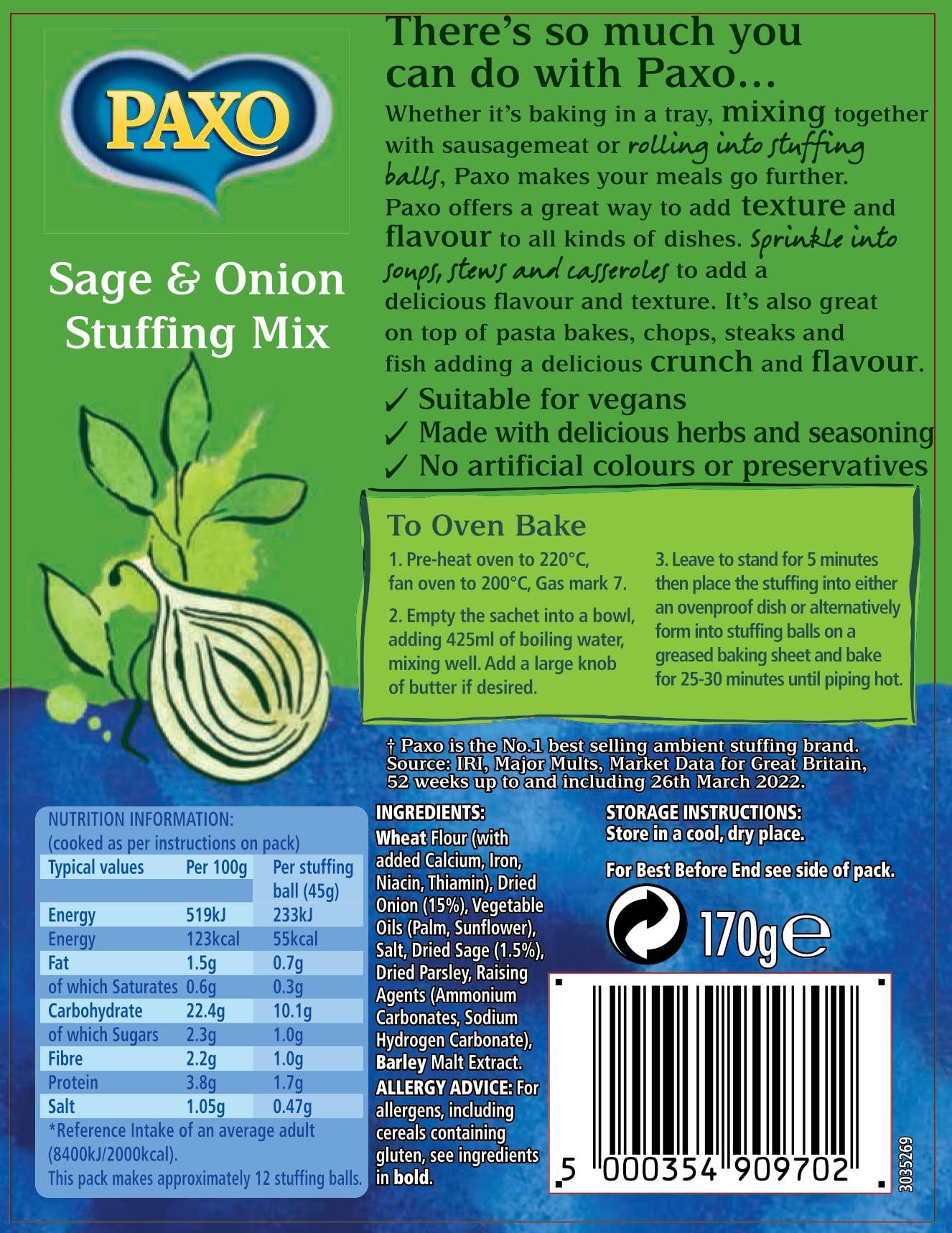 PAXO Paxo Sage and Onion Stuffing Mix, 170 g Box (Pack of 1)