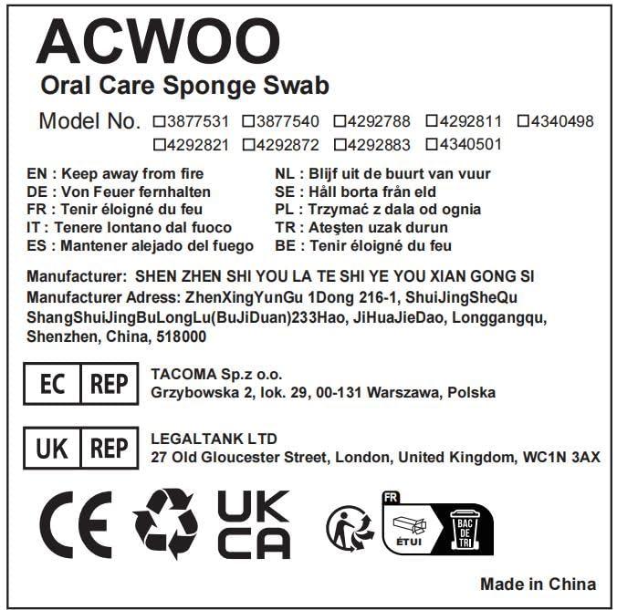 ACWOO ACWOO Oral Care Sponge Swab, 100PCS Disposable Mouth Swab, Mouth Cleaning Swabs Sponge, Mouth Care Swab Sponge Stick, Tooth Mouth Cleaning Oral Care Tool Kit