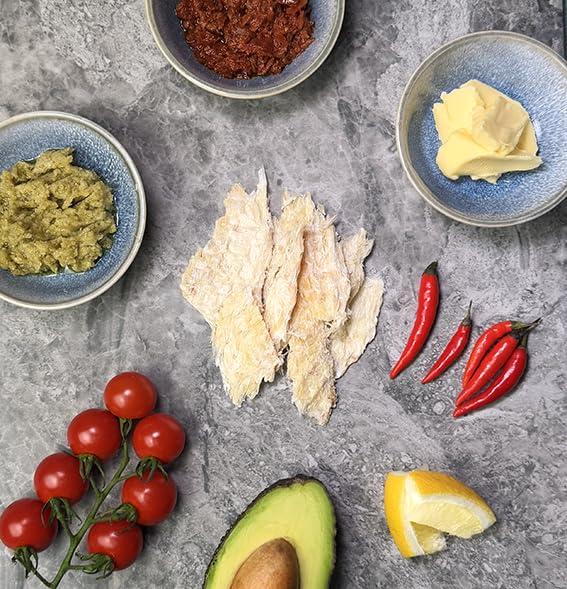 Seafisk 30x50g Snackfish HIGH 84g protein, Dried Fish Jerky ready-to-eat, 100% Natural, One ingredient, Low Fat, Gluten Free, Sugar Free, Carb Free, Icelandic Whitefish, Hardfiskur (30)