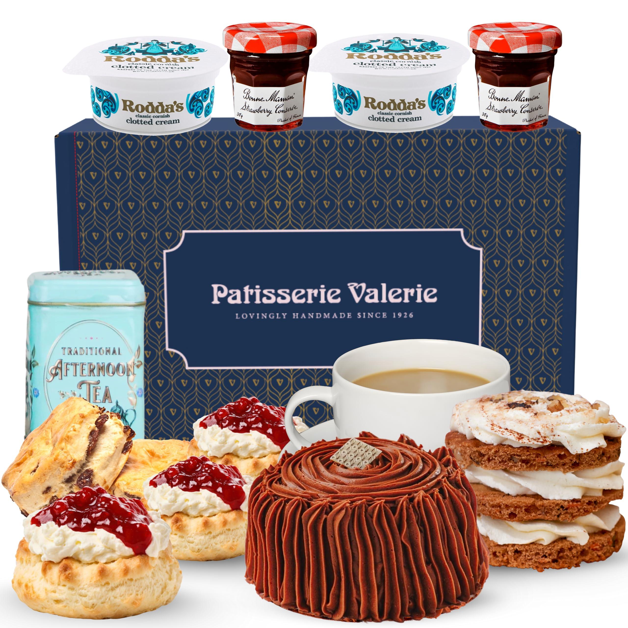 Patisserie Valerie Patisserie Valerie Classic Cream Tea Hamper for 2 Afternoon Tea Gift Set with Fresh Scones, Handmade Cakes, Jam, Clotted Cream & Loose-Tea Food Hamper ideal for Birthdays - Handmade in the UK