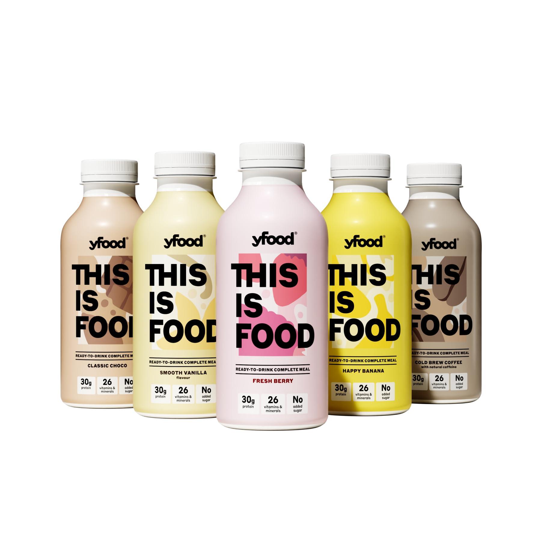 YFood yfood Taster Pack, tasty meal replacement, THIS IS FOOD drink, 34g protein, 26 vitamins and minerals, 5 flavour Taster Pack (5 x 500ml)