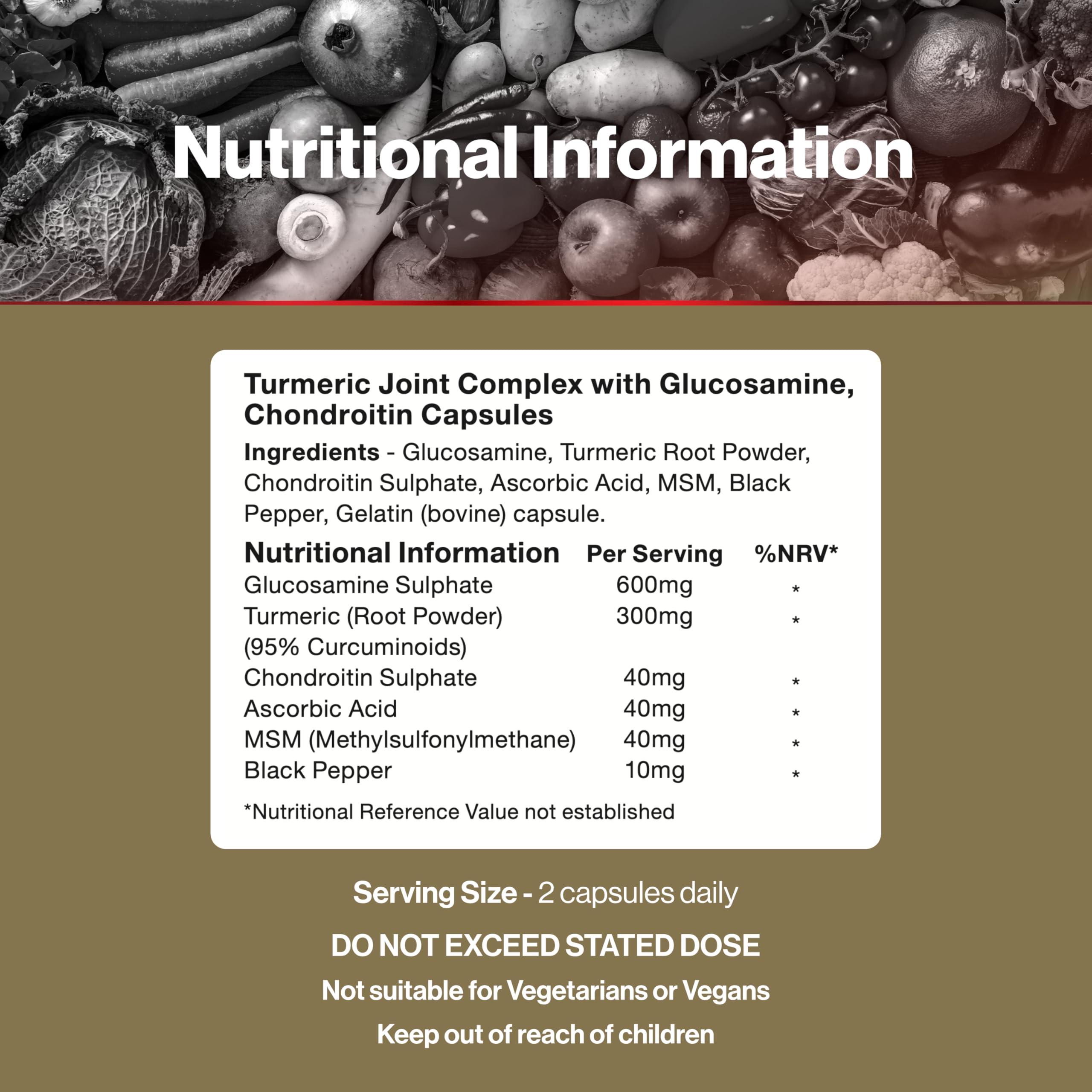 Vit Direct Vit Direct - Turmeric Joint Capsules - 60 Capsules - Joint Care Supplements - with Glucosamine & Chondroitin - Improve Overall Joint Health - Pain Relief - Cartilage Protection