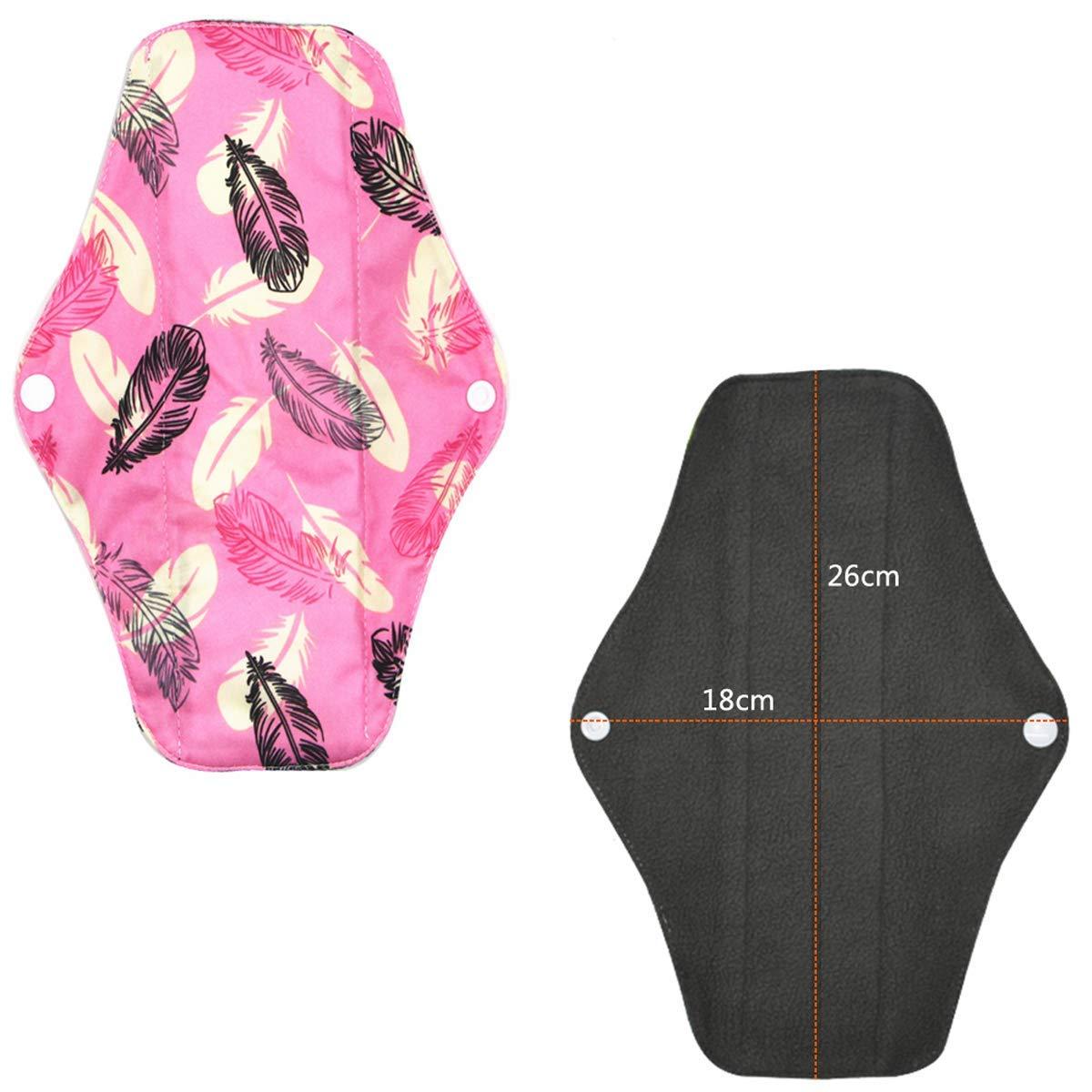 ZCOINS ZCOINS 10PCS Reusable Sanitary Towels Women Hygiene Sanitary Pads for Day and Medium Flow, Washable Bamboo Cloth (26 x 18cm)