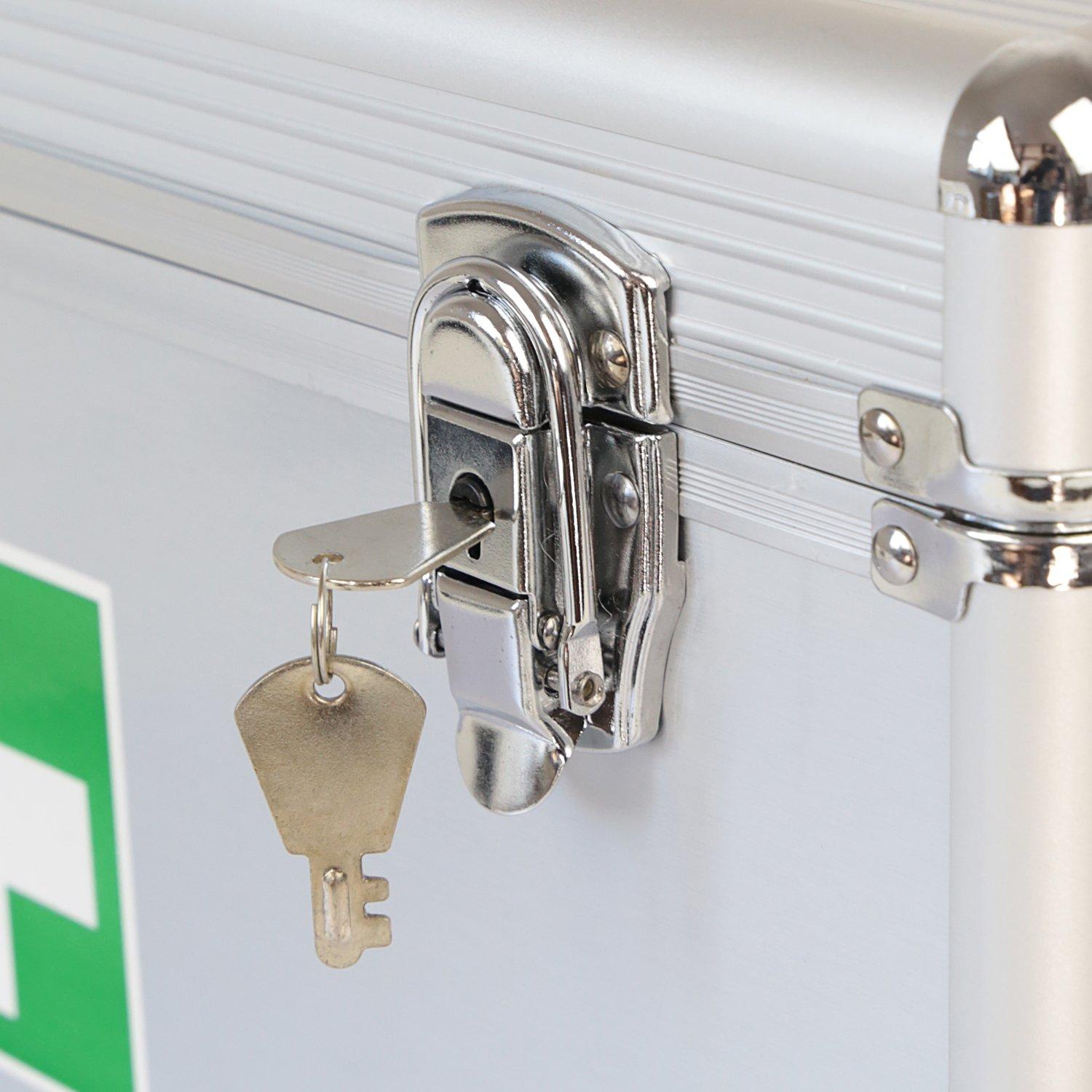 HMF HMF 14701-09 First Aid Box, Medical Box, Carrying Handle, Carry Strap, Aluminium, 40 x 22,5 x 20,5 cm