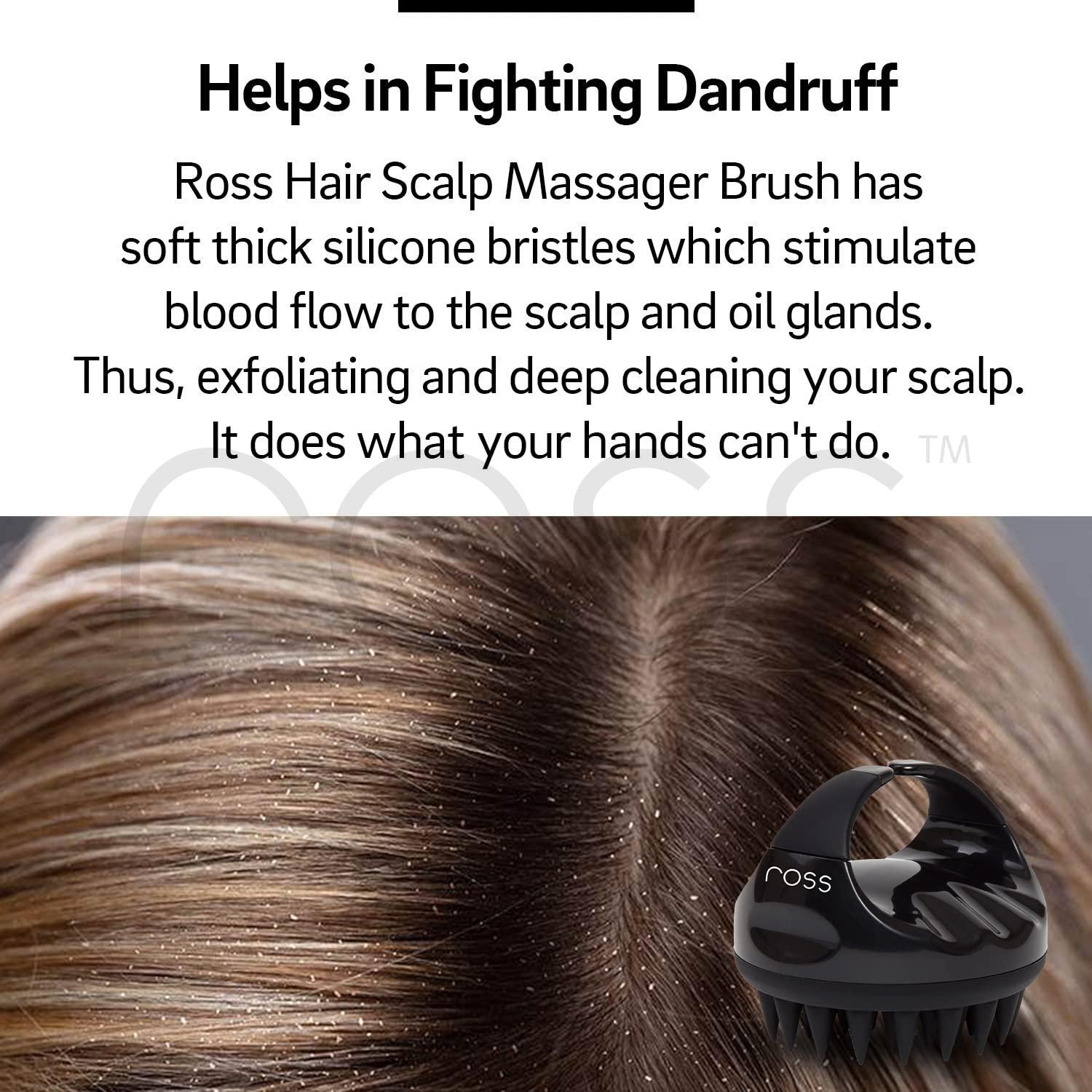 Ross Ross Hair Scalp Massager Shampoo Brush with Soft Silicone Bristles for Anti Dandruff, Exfoliating with Scalp Care Manual Head Massager, 1 Count (Pack of 1) (Style 1, Black)