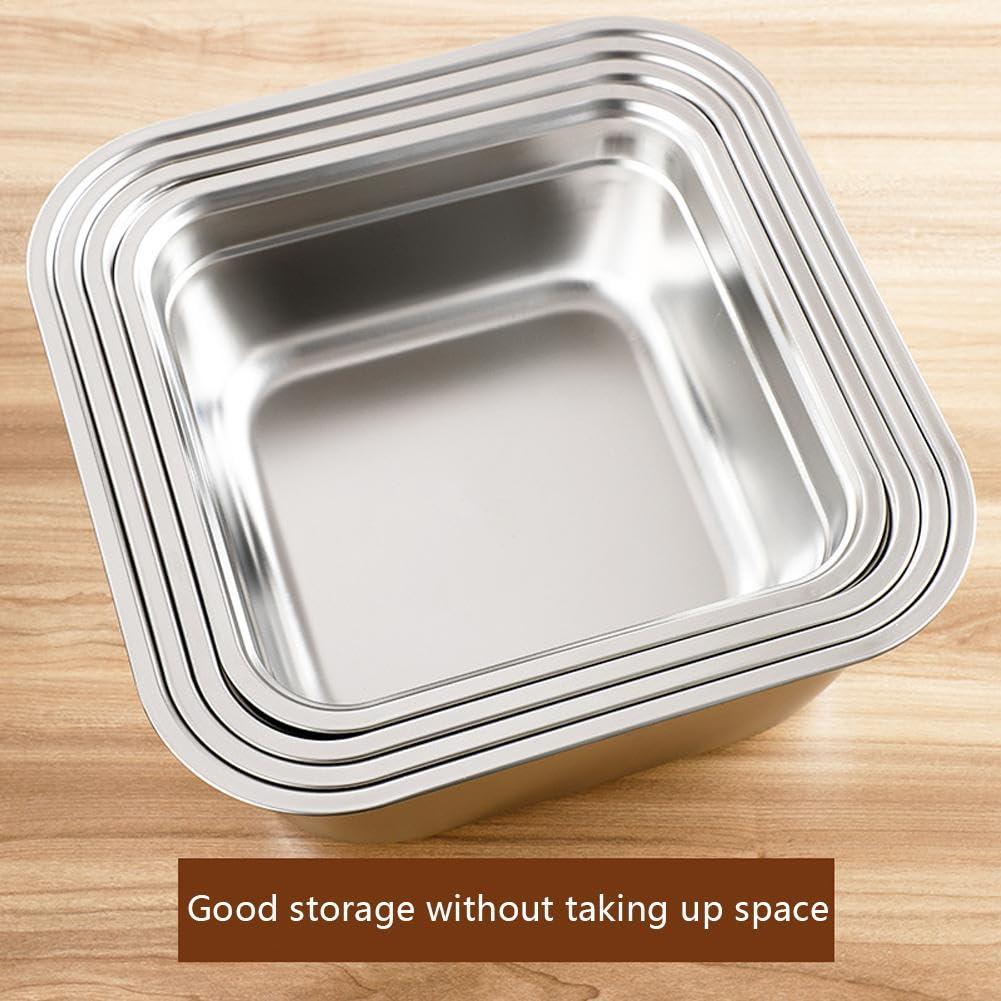 FreshCart Basics Stainless Steel Washing Up Bowl, Multi-Purpose Dish Tub for Sink, Large Square Container for Kitchen, Vegetable Washing Basin, Durable Dishpan for Home (leaky basin series)