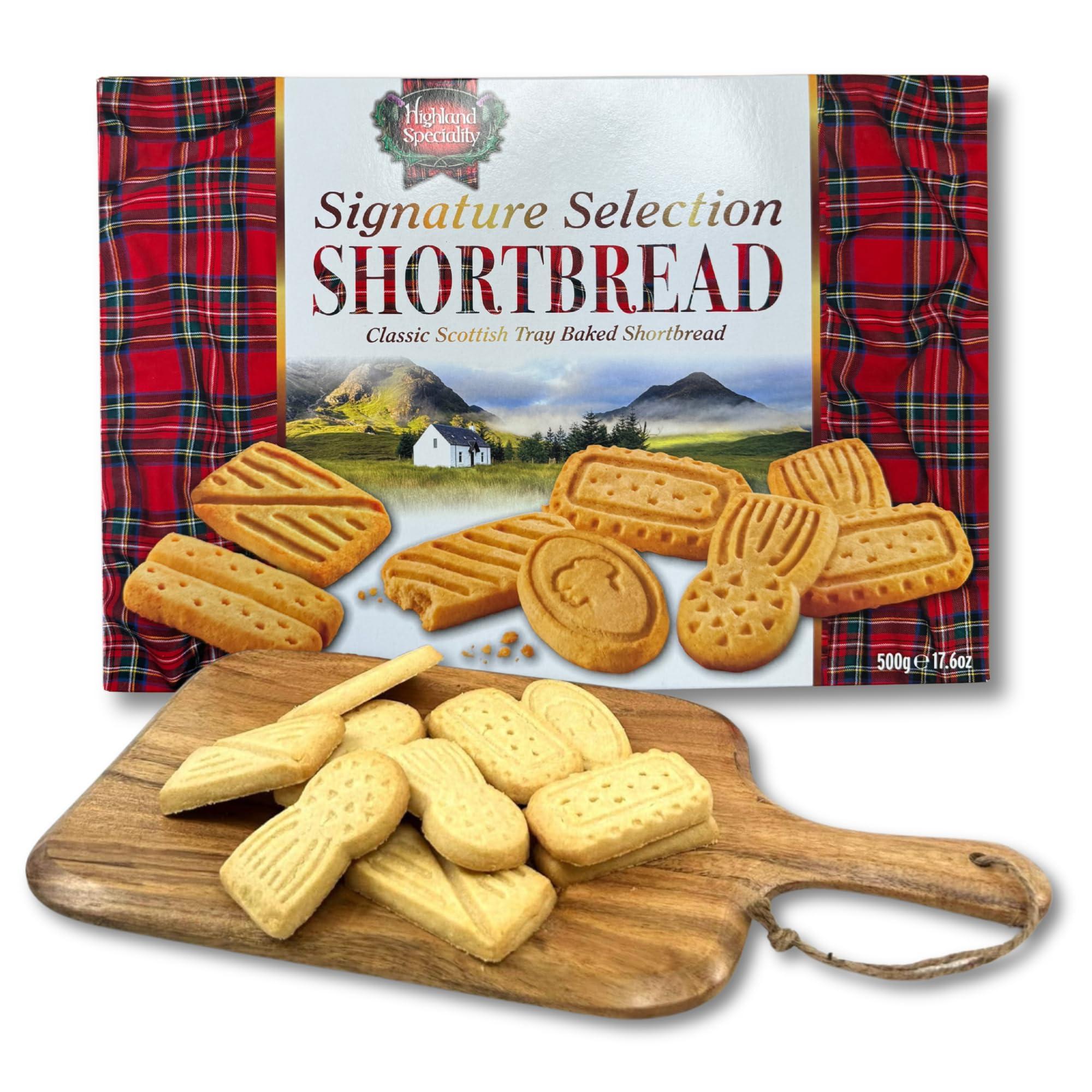 Funtasy Gifts Highland Speciality Signature Shortbread Selection 500g - Luxury Scottish Shortbread - Traditional Christmas Biscuit Gift - Product of Scotland