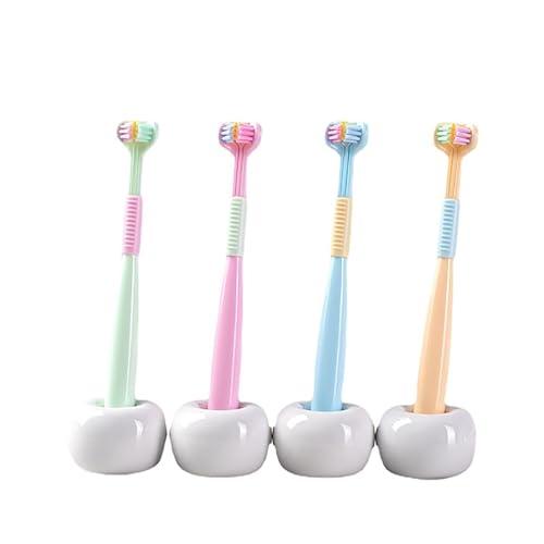 Gienslru Sensory Joy Toothbrush, 3 Sided Toothbrush, Three Sided Soft Hair Tooth Toothbrush, Soft Bristles V Shaped Toothbrush, Clean Every Tooth to Completely Cover The Toothbrush (Yellow (Child))