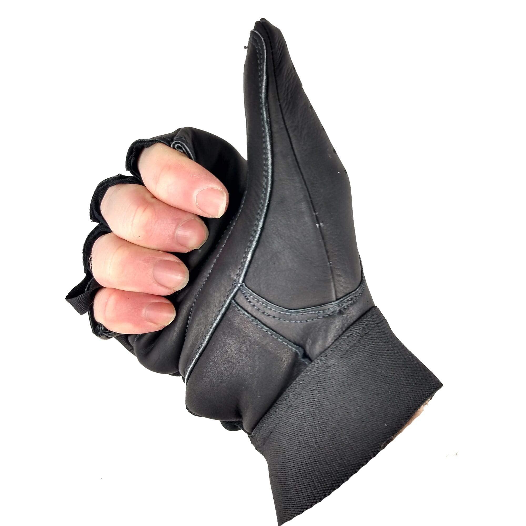 Globaleather Globaleather Classic Fingerless Wheelchair Gloves - Black (Small) - Hardwearing, Padded Breathable Leather for Great Grip, Protection, Comfort & Durability