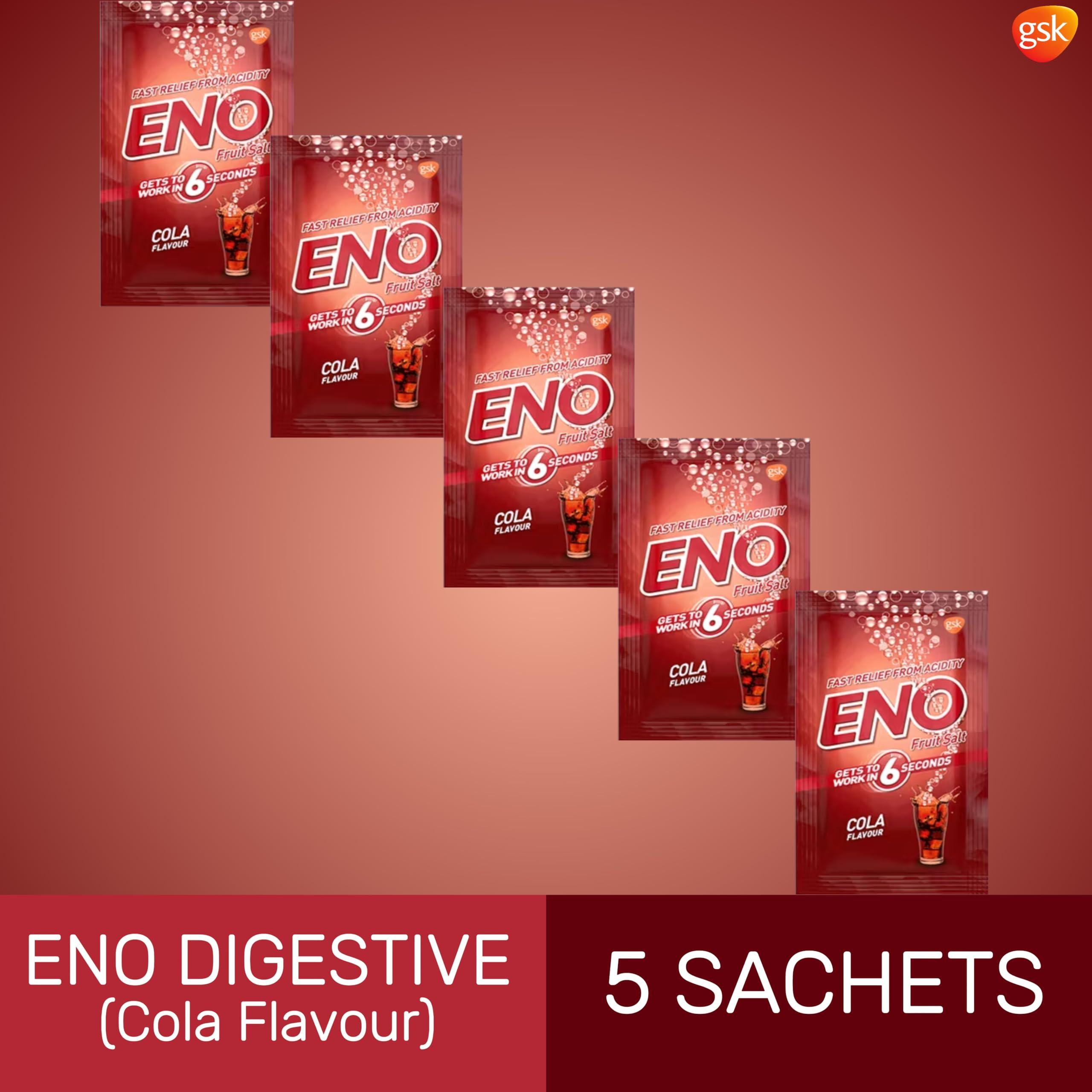 CAEMORA Eno Fruit Salt Antacid- 5g Sachets- Variety Pack - Regular x 5, Lemon x 5, Orange x 5, Cola x 5 = Total 20 sachets |