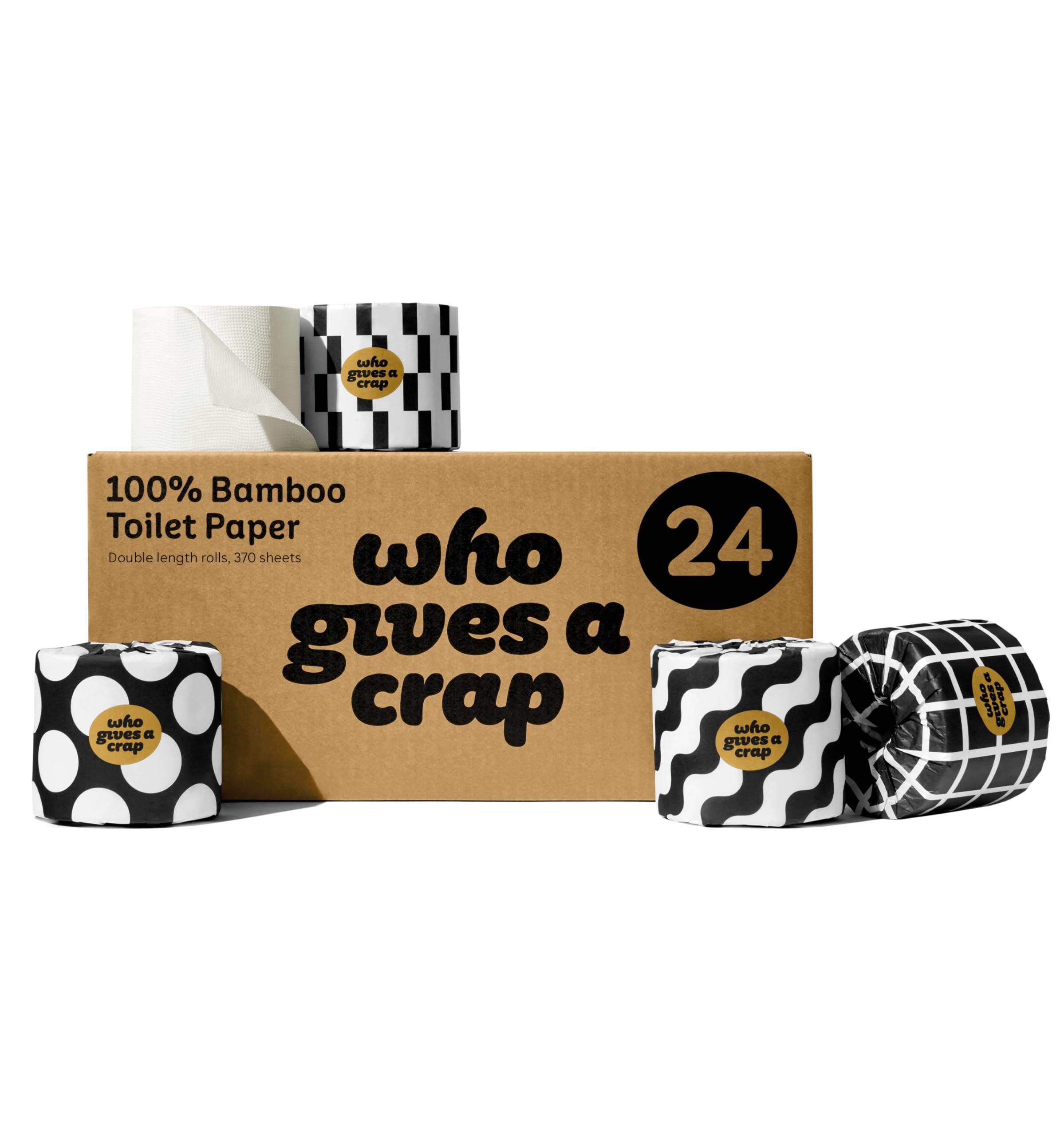 Who Gives A Crap Who Gives A Crap Premium Bamboo, Twice as Long, Toilet Roll, Box of 24 (3-Ply, 370 Sheets) Luxuriously Soft, Strong, Sustainable, Biodegradable & Plastic-Free