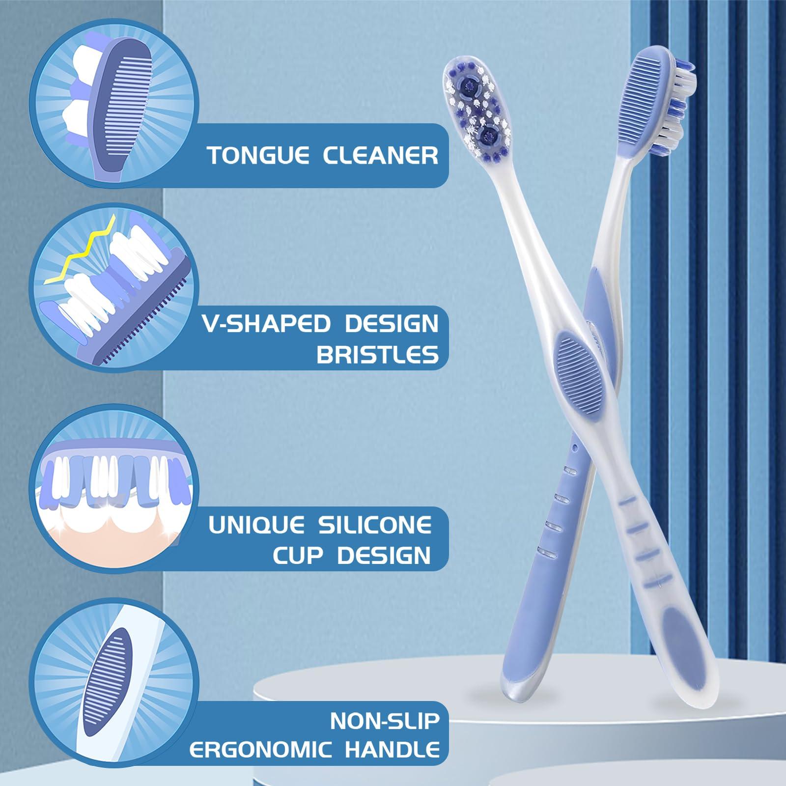 DR.BRIGHT DR.BRIGHT Adults Manual Toothbrush,Tongue Cleanser, Ultra Soft Bristles, Soft Toothbrush for Adults, Non-Slip Brush Handle Toothbrush,Tooth Brush, Assorted Colors, 6 Pack