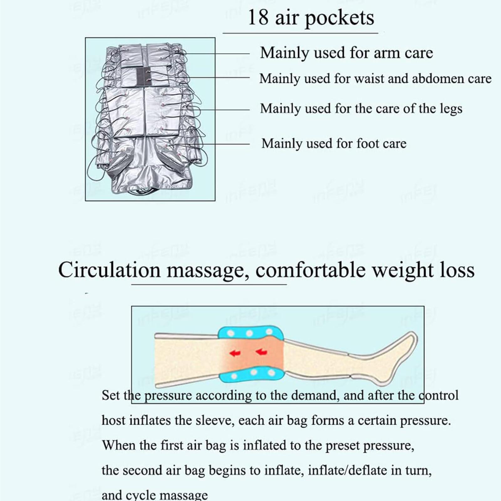 LSBHPPD Air Pressure Massage Physiotherapy Air Compression Detoxification Air Wave Therapy Instrument Beauty Slimming Instrumen Full Body Massager,Black