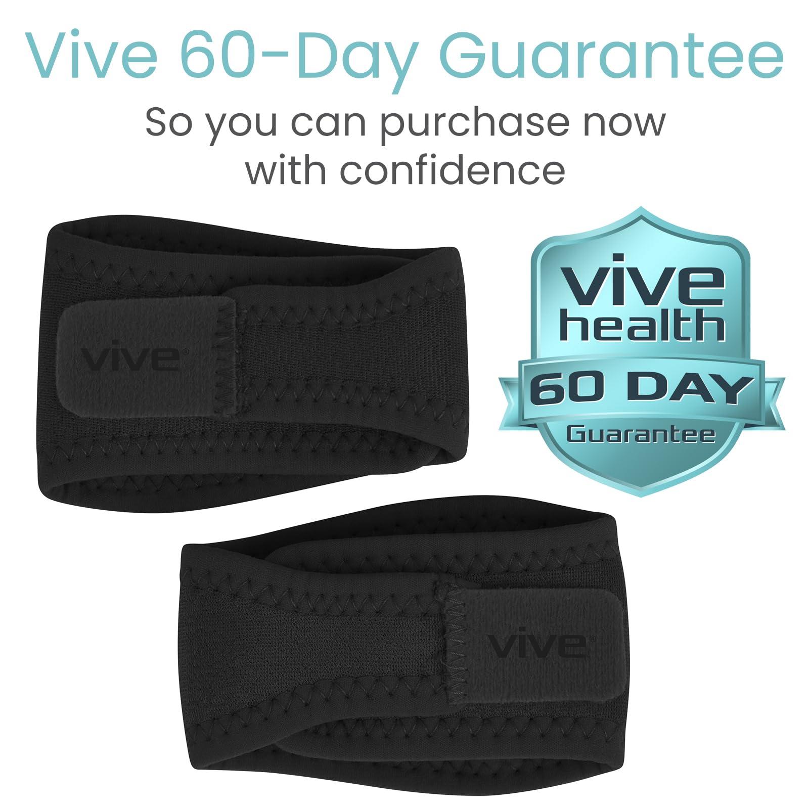 Vive Vive Arch Support Brace (Pair) - Plantar Fasciitis Gel Strap for Men, Woman - Orthotic Compression Support Wrap Aids Foot Pain, High Arches, Flat Feet, Heel Fatigue (Black)