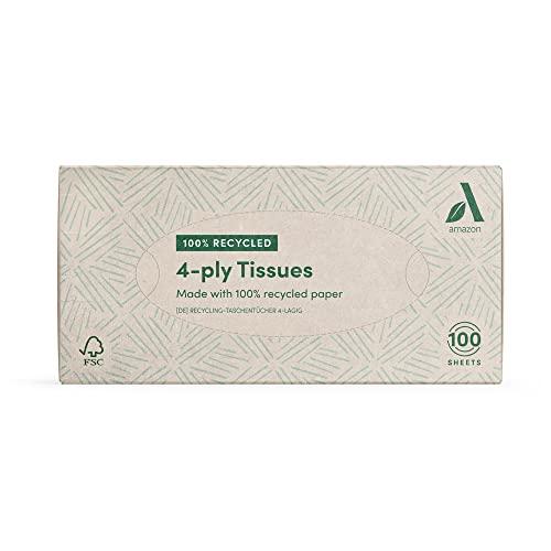 Amazon Aware Amazon Aware 4-Ply Facial Tissues Produced from 100% Recycled Paper, 1500 count (15 packs of 100 sheets)