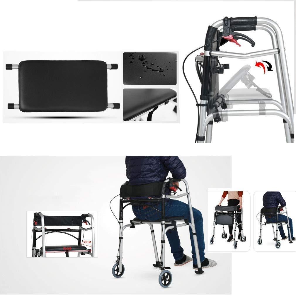 NATWEE Walker,Shower Commode Chair with Pot for Seniors | Folding Rollator Walker with 4 Wheels - Adjustable Height - Walking Frame Transport Chair with Handbrake and Flip Leather Seat It's so Kind of You