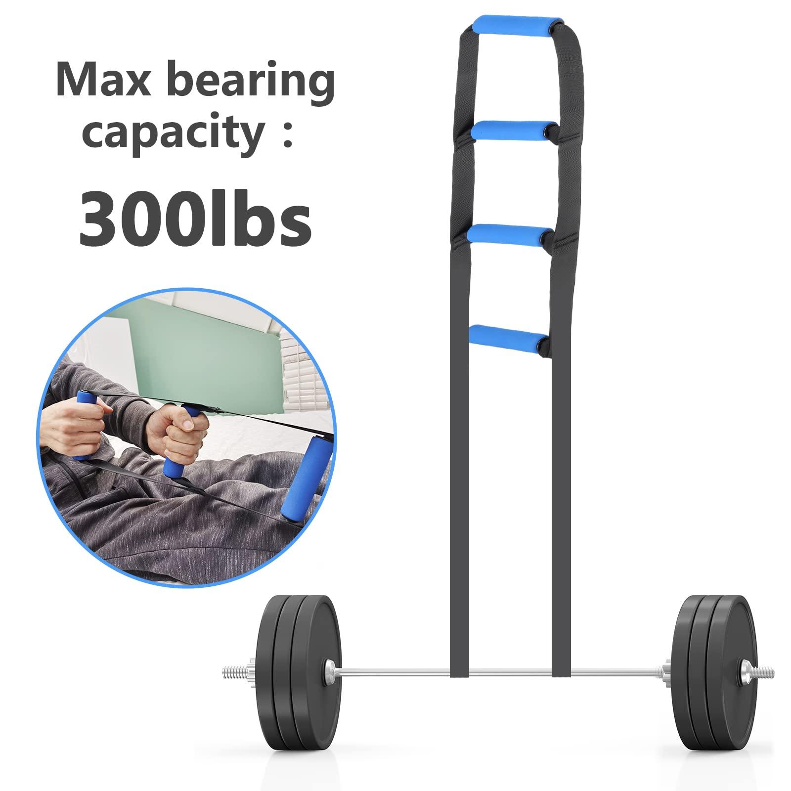 Homymusy Bed Ladder Assist,Pull up Helper and Sit up Helper 4 Handle Grips,Bed Rail Assistance Devices Adjustable Length Bed Lift for Any Beds Mobility Aid for Elderly, Handicapped,Injured (160 INCHES)