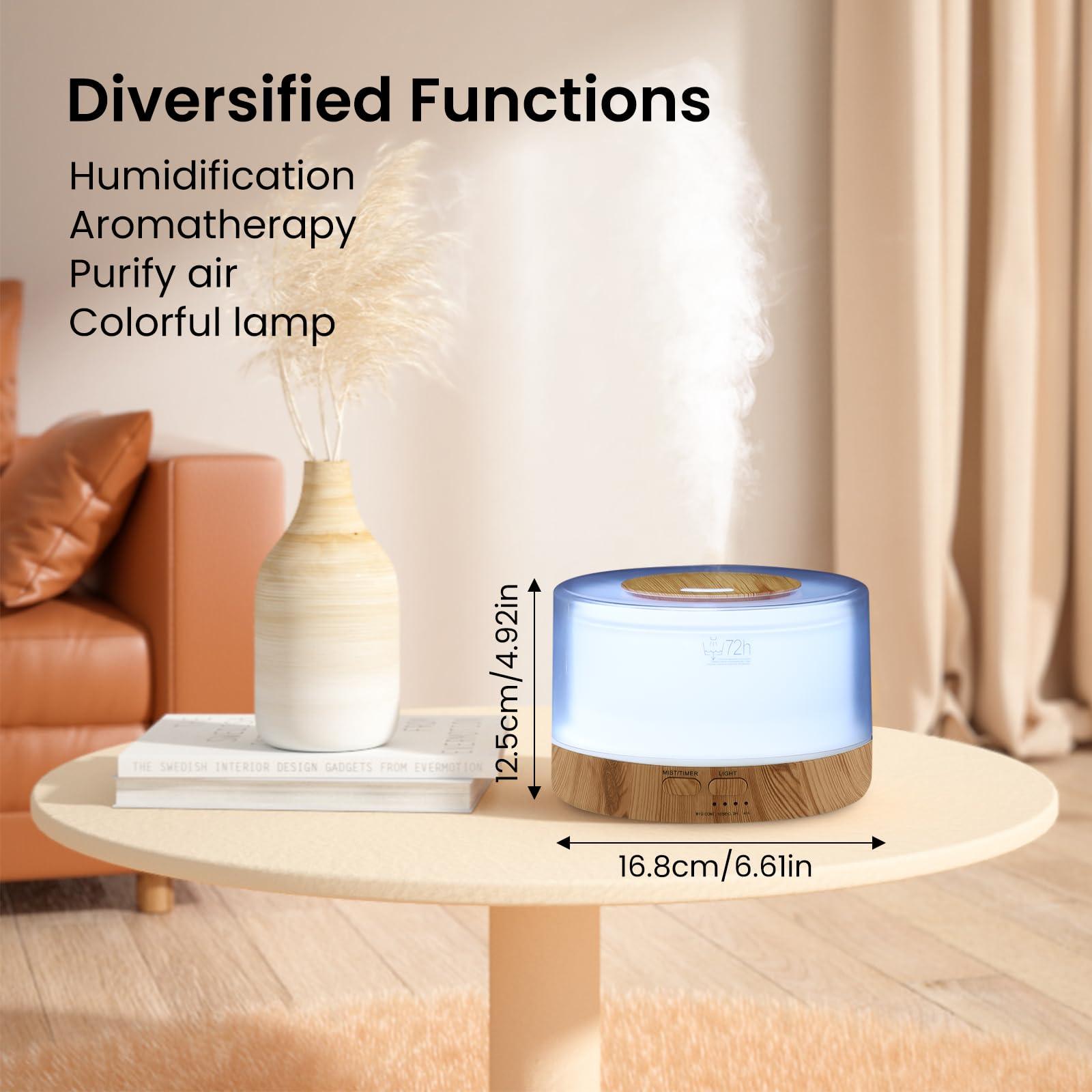 Dailyart 700ML Essential Oil Diffuser, Remote Control Aromatherapy Diffuser with 7 LED Light Colors, Adjustable Mist Mode and Waterless Auto-Off Oil Diffusers Humidifier, Diffusers for Home Bedroom Yoga Sleep