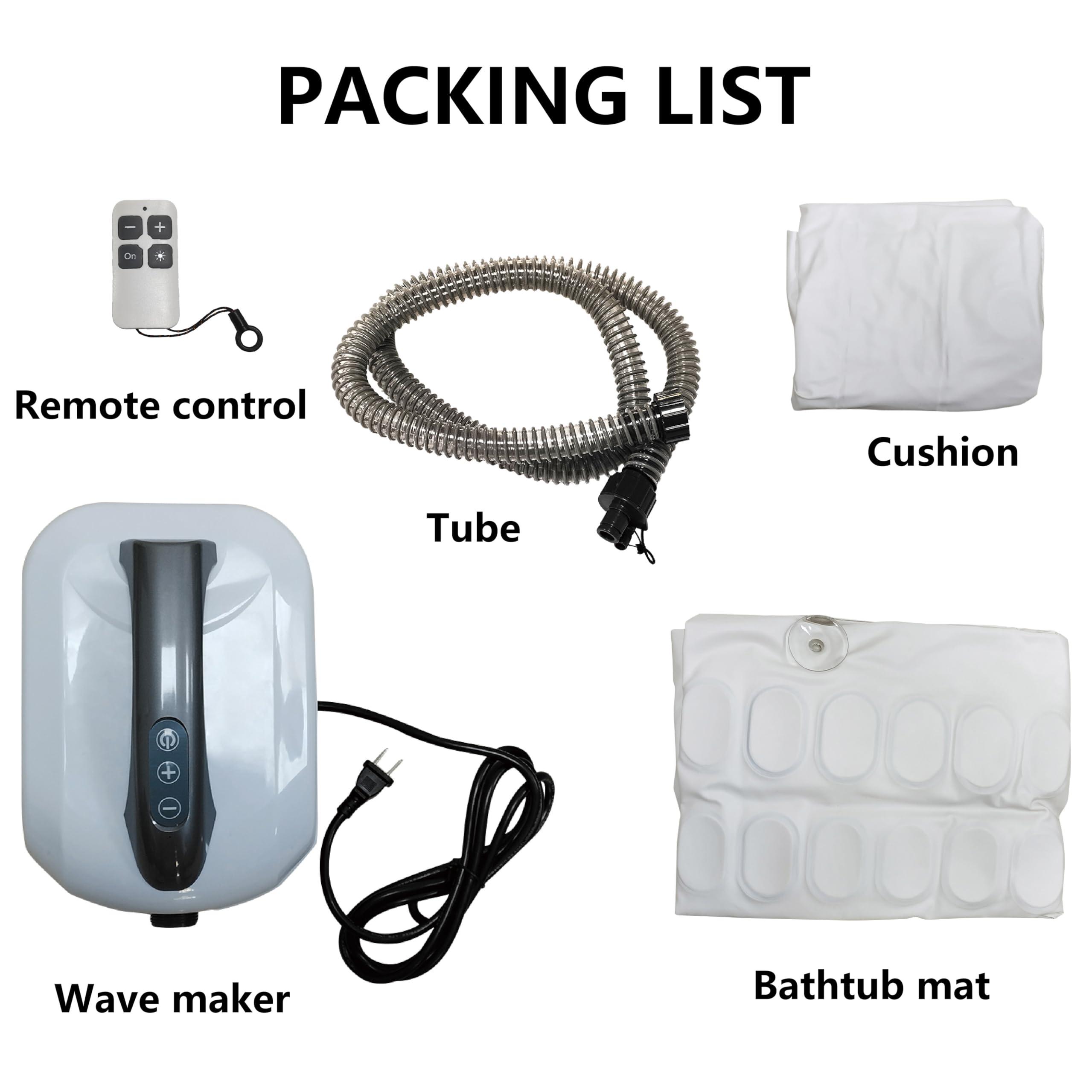 GplHAIN Bath Spa Massage Mat W/Inflatable Pillow & Remote, Full Body Massage Spa Machine - Body Bubble Bath Machine, Home Large Size Mat(32.5 * 19.5 * 29cm)