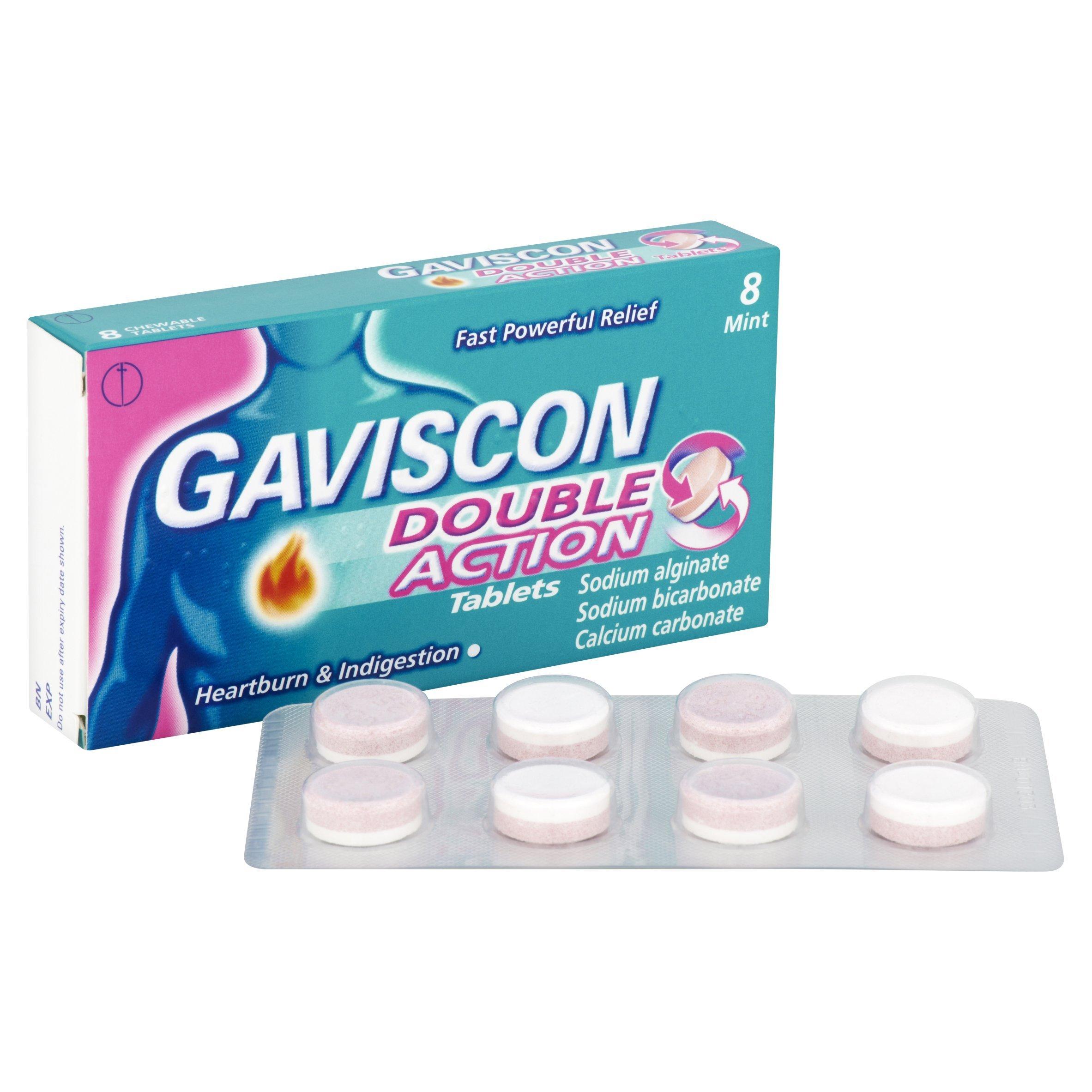 Gaviscon Gaviscon Double Action Tablets Heartburn Indigestion Mint 8 pack