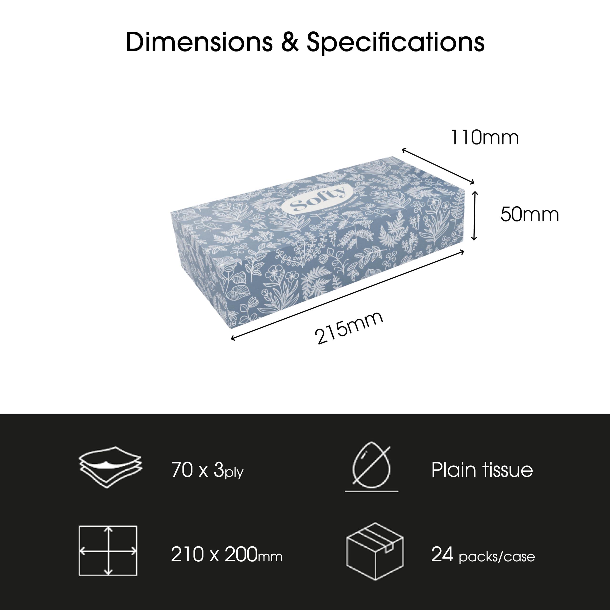 Softy Softy Luxury Soft Box Tissues - Extra Soft Facial Tissues Bulk Buy - 1680 3-Ply Tissues (24 x 70 Tissues)