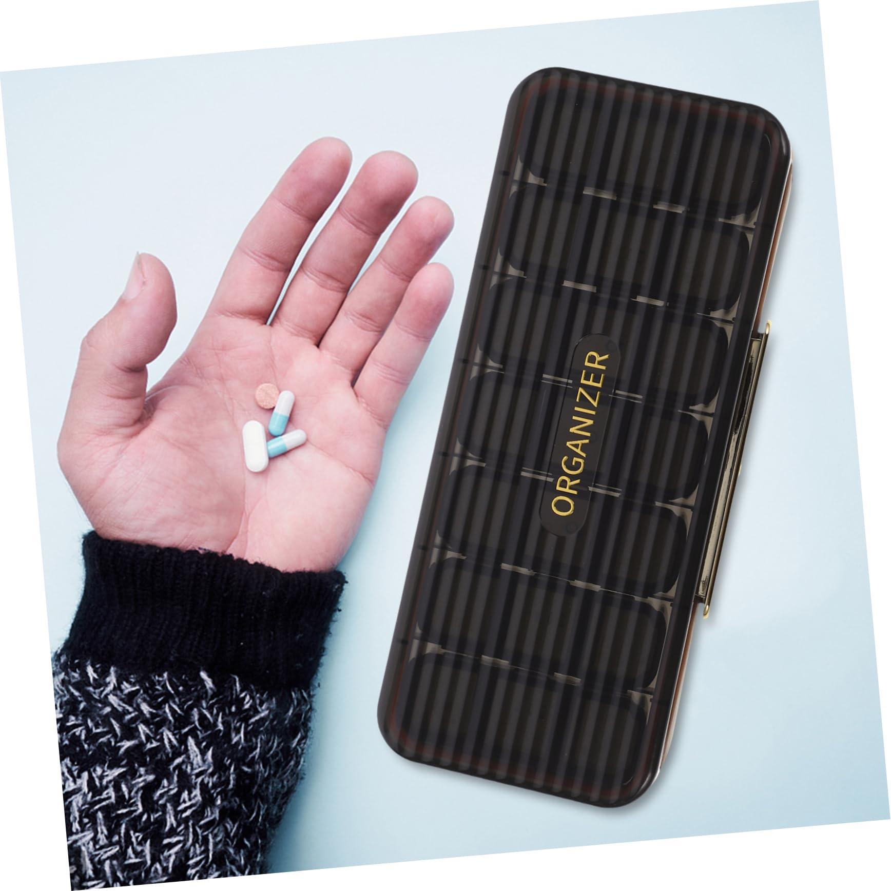 GOOHOCHY GOOHOCHY Portable Weekly Pill Organizer Compartments Travel-Friendly Medicine Storage Box for Easy Dispensing for Seniors and Outdoor Use Black