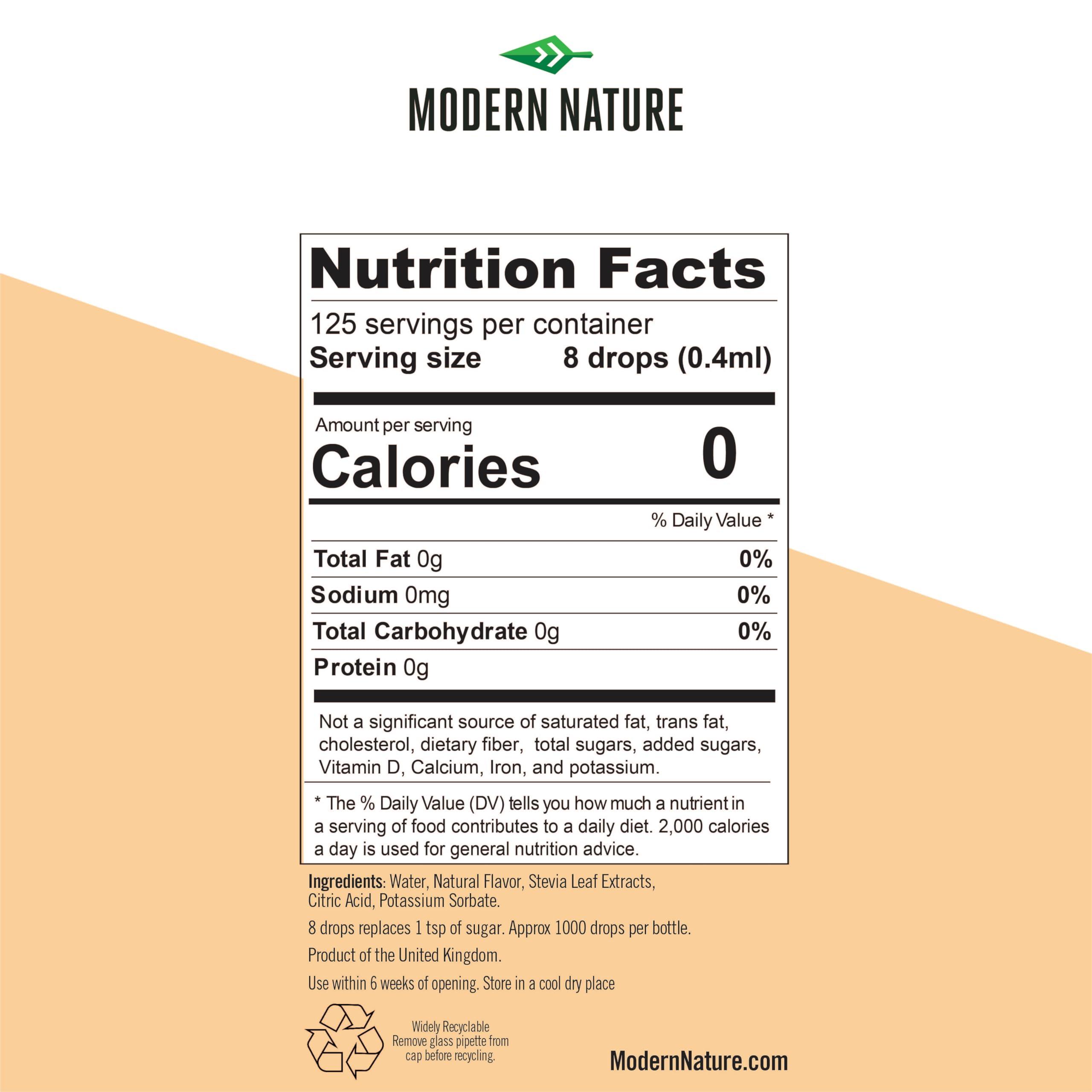 Modern Nature Modern Nature Salted Caramel Flavour Drops - Liquid Stevia Drops Sweetner - Zero Calorie Sugar Free Coffee Syrup Alternative For Flavoured Coffee, Protein Powder, Yoghurt, Tea Keto Sweetener 50ml