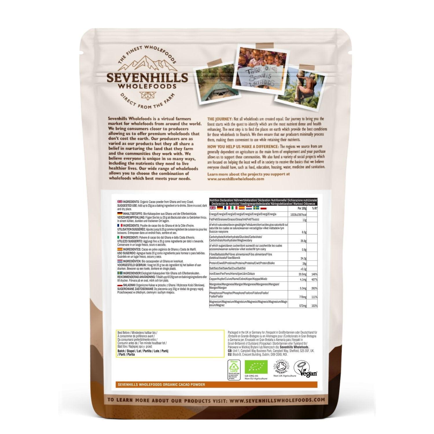 Sevenhills Wholefoods Sevenhills Wholefoods Organic Cacao/Cocoa Powder 200g