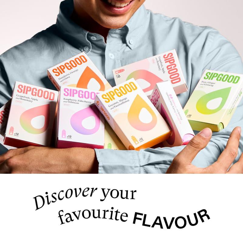 SIPGOOD SIPGOOD Flavoured Waterdrops - Raspberry, Elderberry & Hibiscus Infusion - Hydration Drops with Real Fruit & Plant Extracts - No Sugar, Zero Calories - Vitamins C, D3 & Electrolytes (1pack/12 drops)