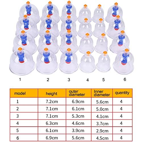 MytaYt Cupping Set Massage Therapy Cups, Myofascial Releaser Cupping Set with 24 Multi Size Vacuum Cups and 1 Hand Pumps, for Massage Muscle and Joints, Cupping Kit for Massage Therapists