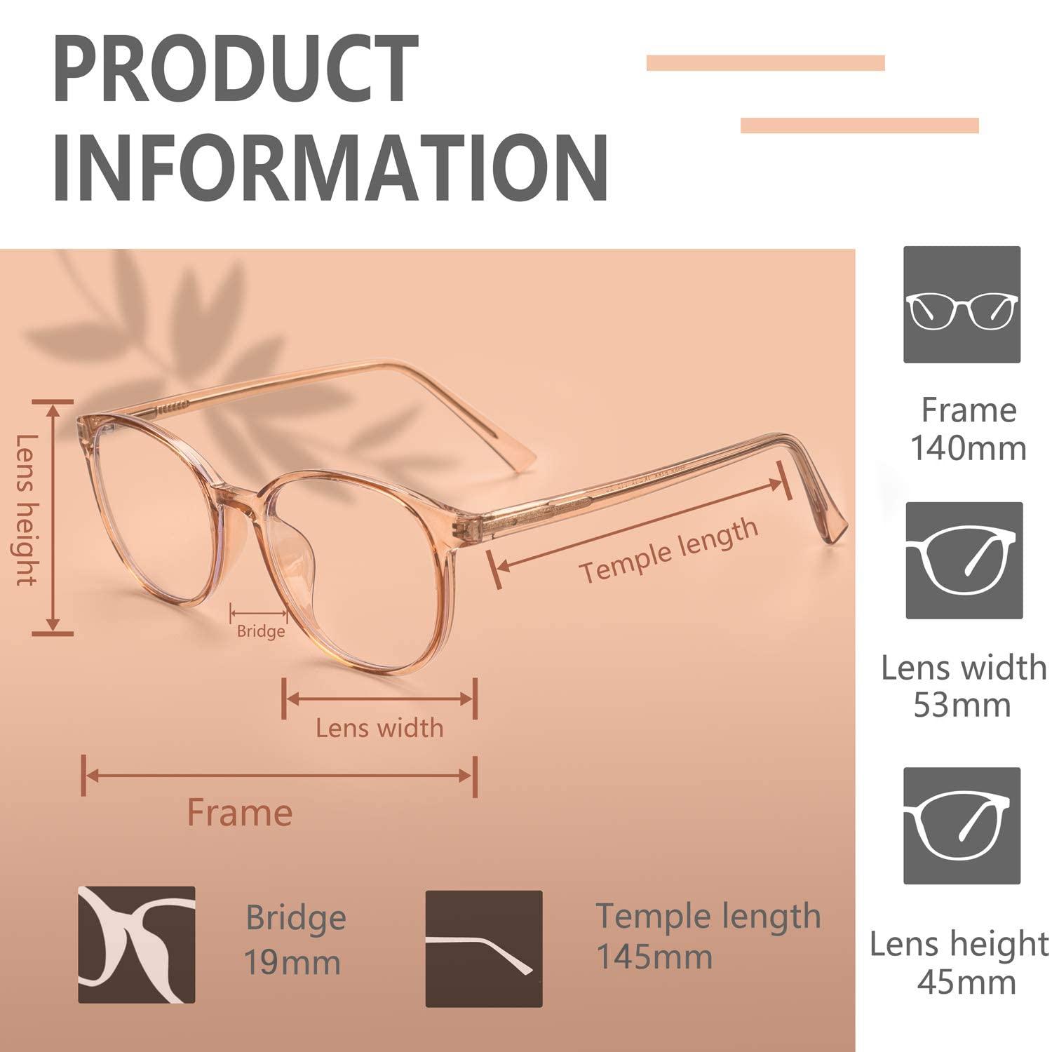 FONHCOO FONHCOO Blue Light Blocking Glasses Women Men Computer Eyeglasses,TR90 Fashion Round Transparent Anti Blue Light Glasses with Anti Eyestrain & UV Glare for Gaming & Reading