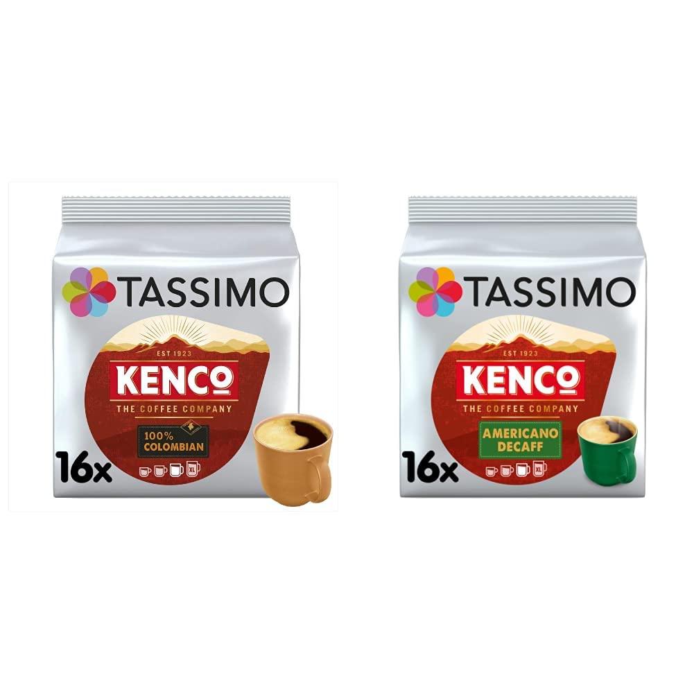 Tassimo Tassimo Kenco Colombian Coffee Pods X16 (Pack of 5, Total 80 Drinks) & Tassimo Kenco Americano Decaf Coffee Pods (Pack of 5, Total 80 Coffee Capsules)