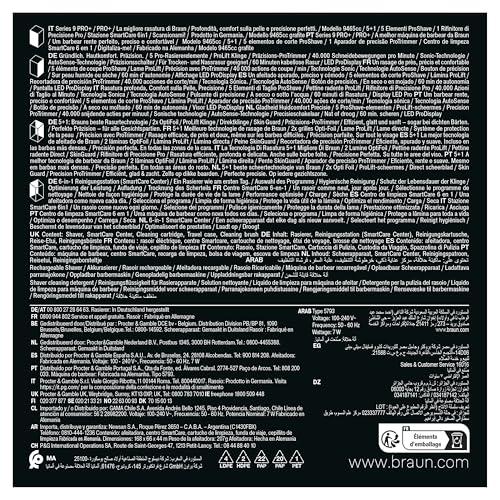 Braun Braun Series 9 PRO+ Electric Shaver For Men, Braun Shavers For Men, 5 Pro Shave Elements & Precision Long Hair ProTrimmer, SmartCare Center, Wet & Dry Electric Razor For Men, 60min Runtime, 9465cc