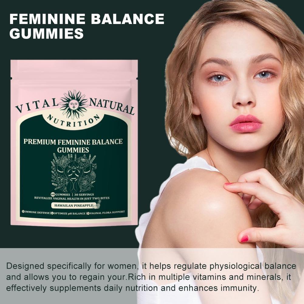 ANIANHAO Vital Source Feminine Balance Gummies Hawaiian Pineapple - Premium Feminine Balance Gummies-for Womens Health & Wellness - Immune Support - Vegan, Gluten-Free & Halal (2 Bag)