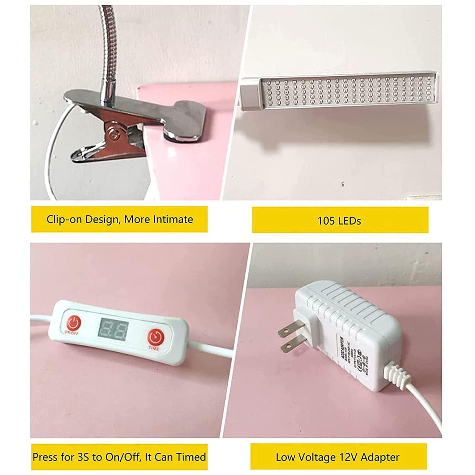 JHLP UVA Facial Tanning Lamp - 360 Adjustable Sunbathing Machine for Face & Body, Clip-On Base & Timer Design - Home Facial Tanning Bed with Large 60*30cm Light-Irradiation Area and Adjustable Intensity