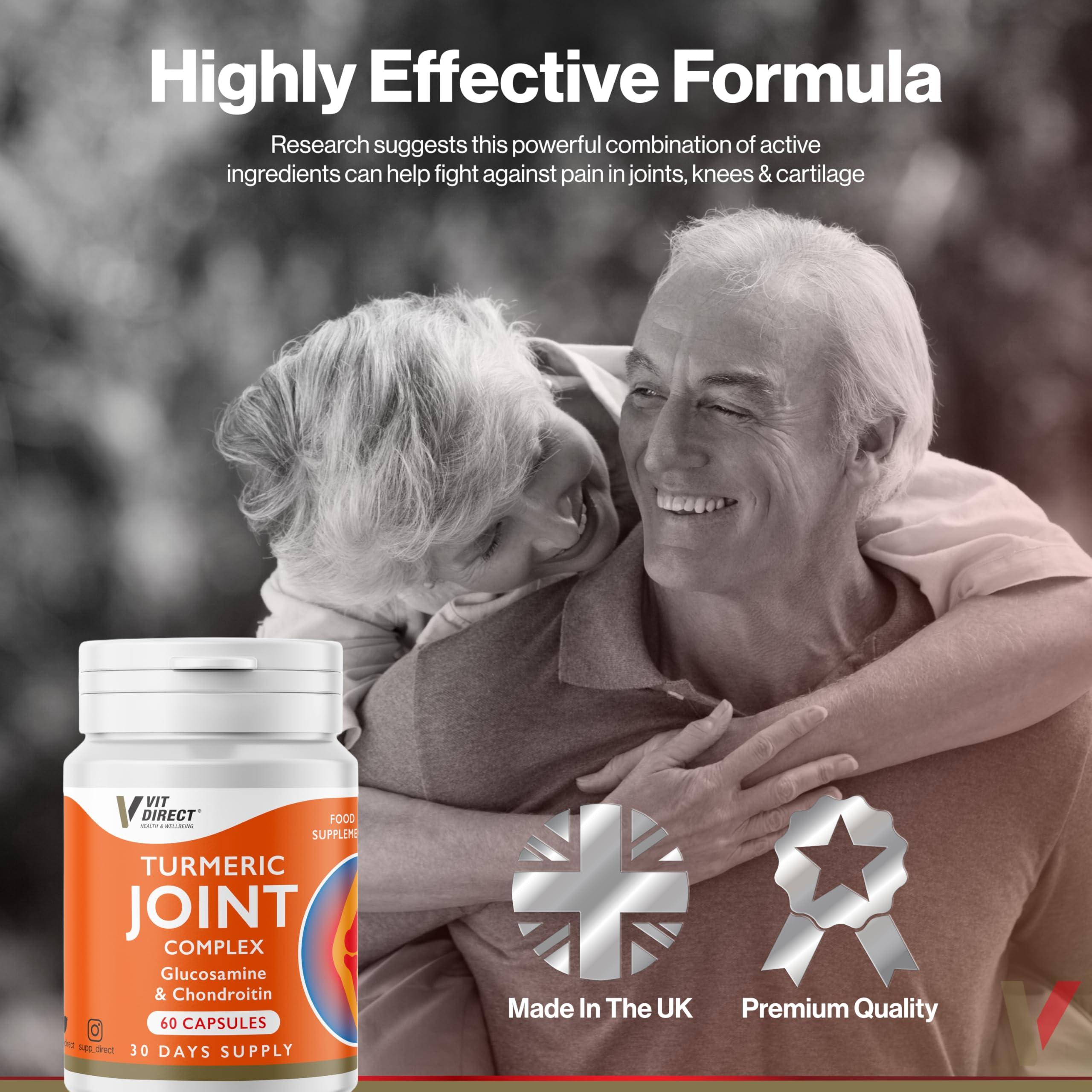 Vit Direct Vit Direct - Turmeric Joint Capsules - 60 Capsules - Joint Care Supplements - with Glucosamine & Chondroitin - Improve Overall Joint Health - Pain Relief - Cartilage Protection
