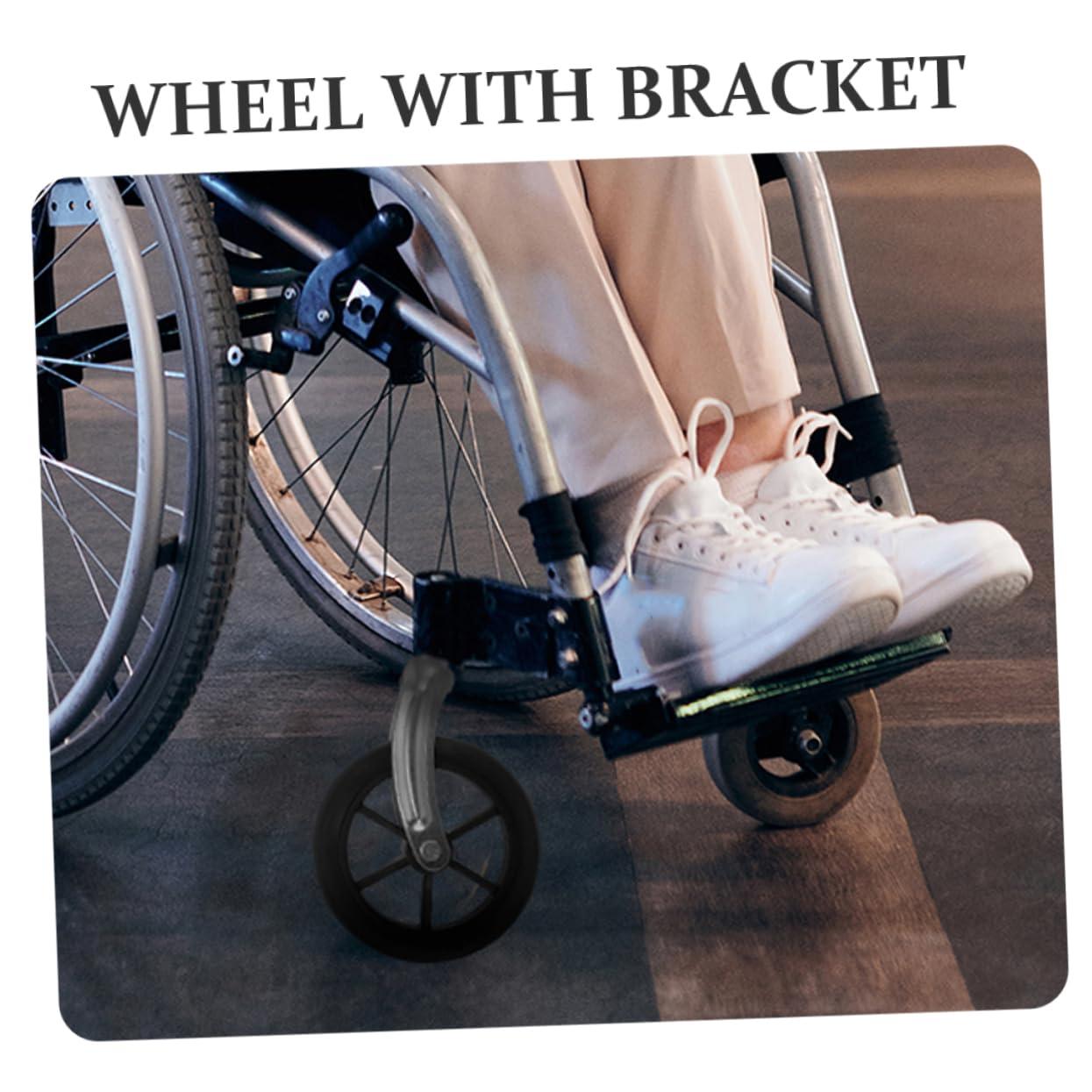 FRCOLOR FRCOLOR Wheelchair Wheel Assembly 15cm Diameter Castor Wheels Soft Rubber Replacement Parts Easy to Install for Wheelchair