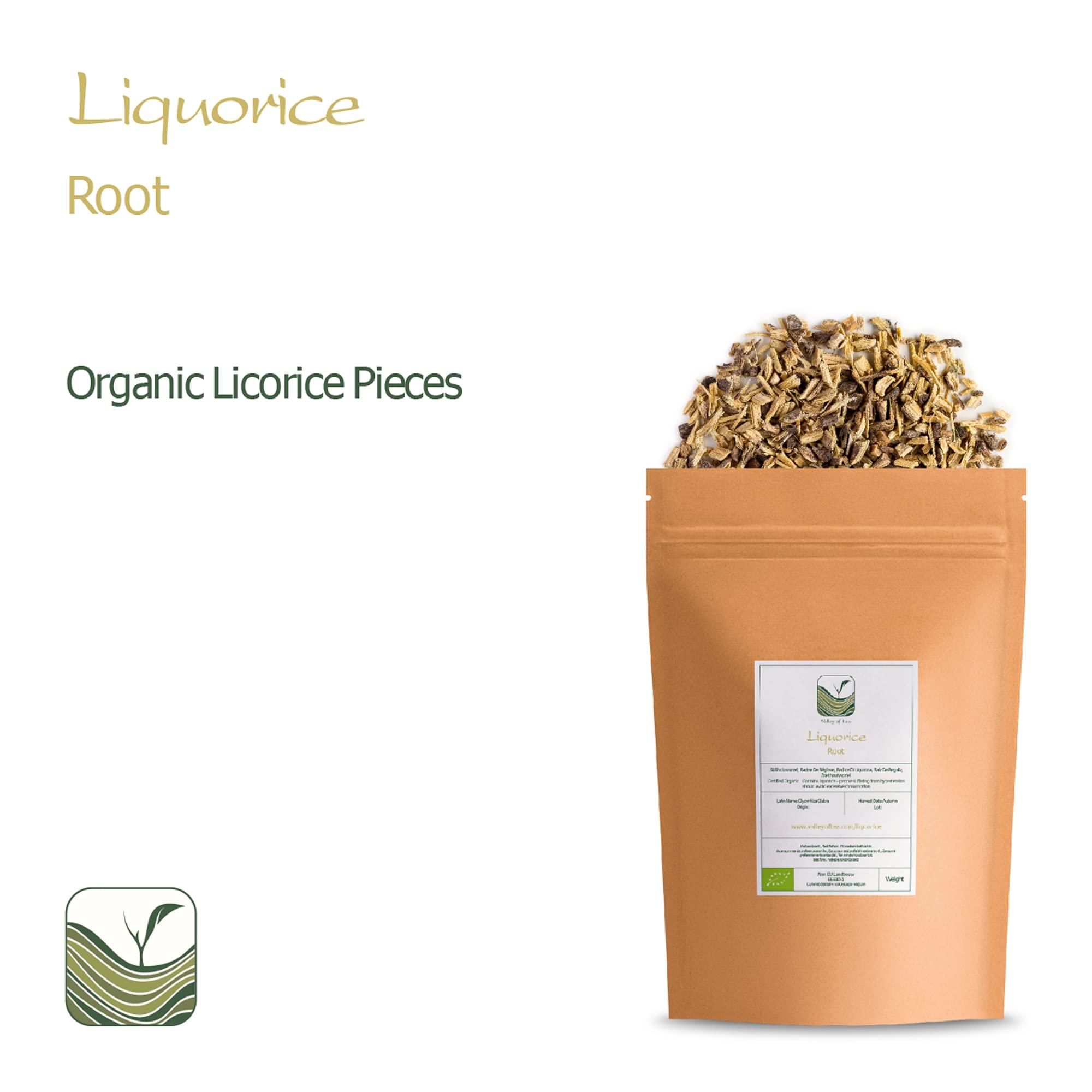 Valley of Tea Liquorice Organic Herbal Root Licorice - Great Flavouring for Dishes - 100g